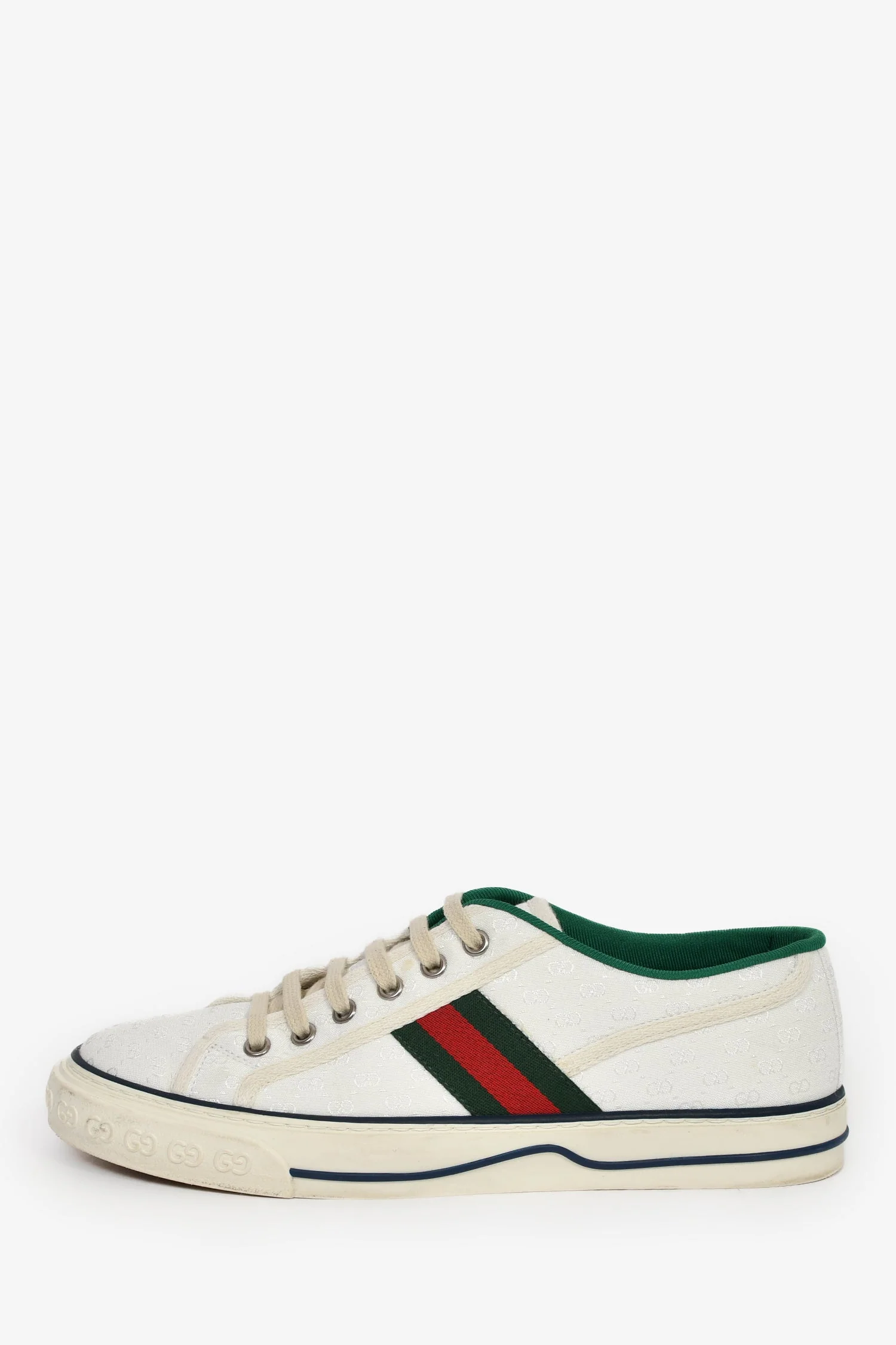 Gucci White Fabric GG 'Tennis 1977' Web Sneaker Estimated Size 7 - Image 4
