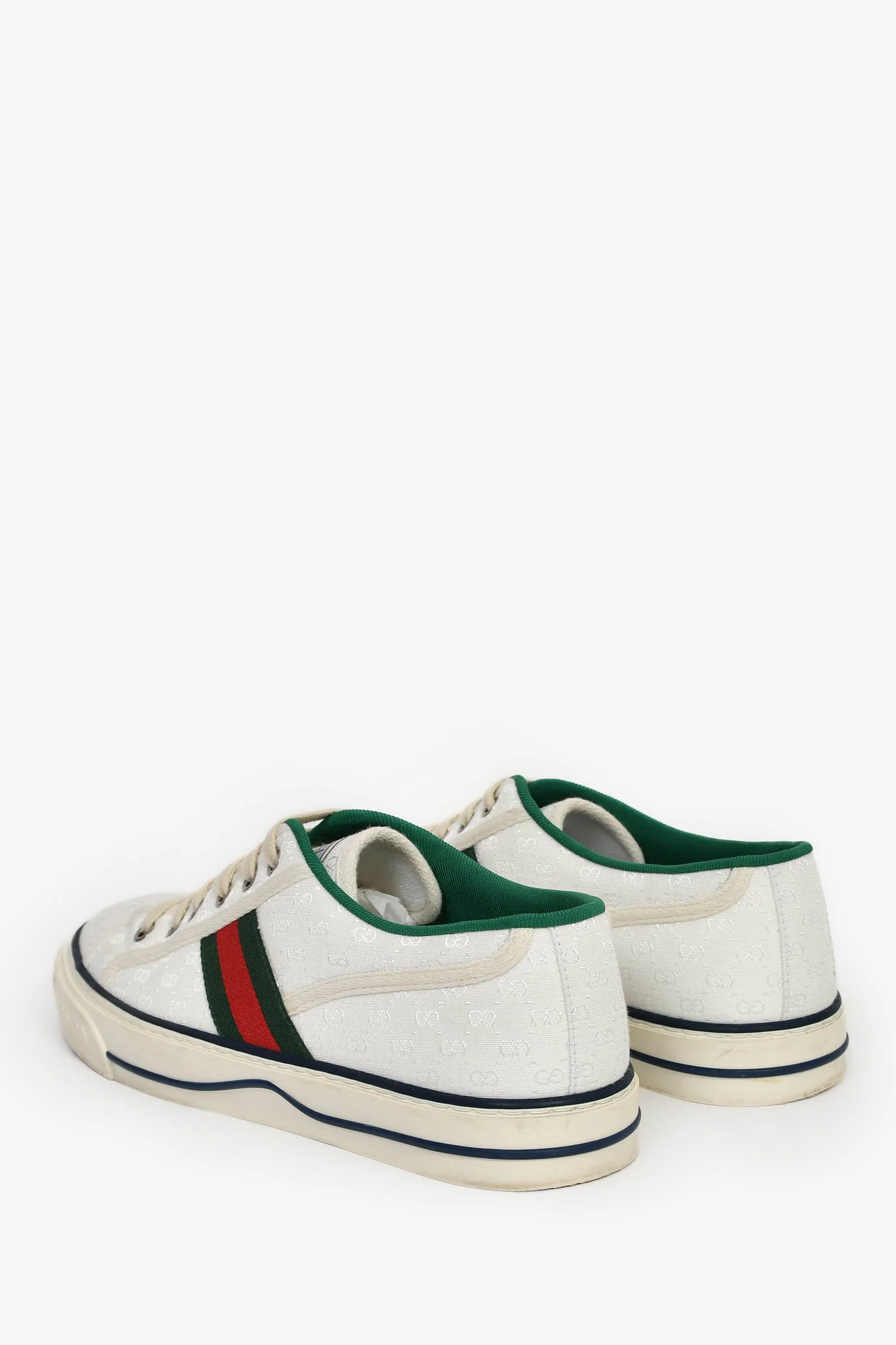 Gucci White Fabric GG 'Tennis 1977' Web Sneaker Estimated Size 7 - Image 5