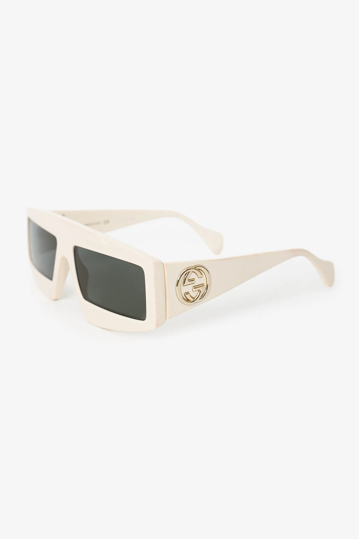 Gucci White Frame GG Rectangle Sunglasses - Image 2
