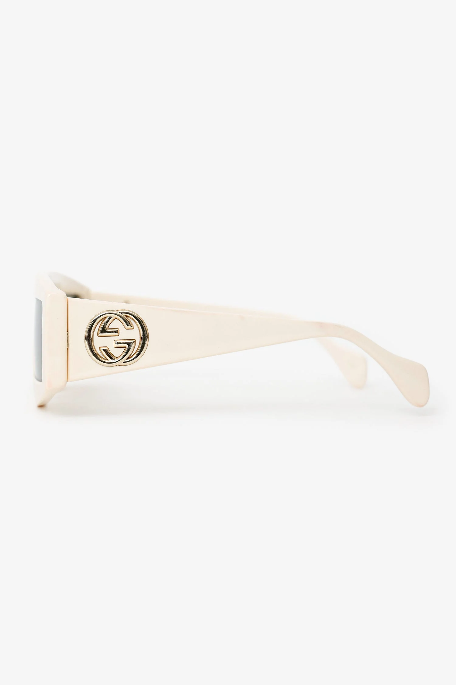 Gucci White Frame GG Rectangle Sunglasses - Image 3