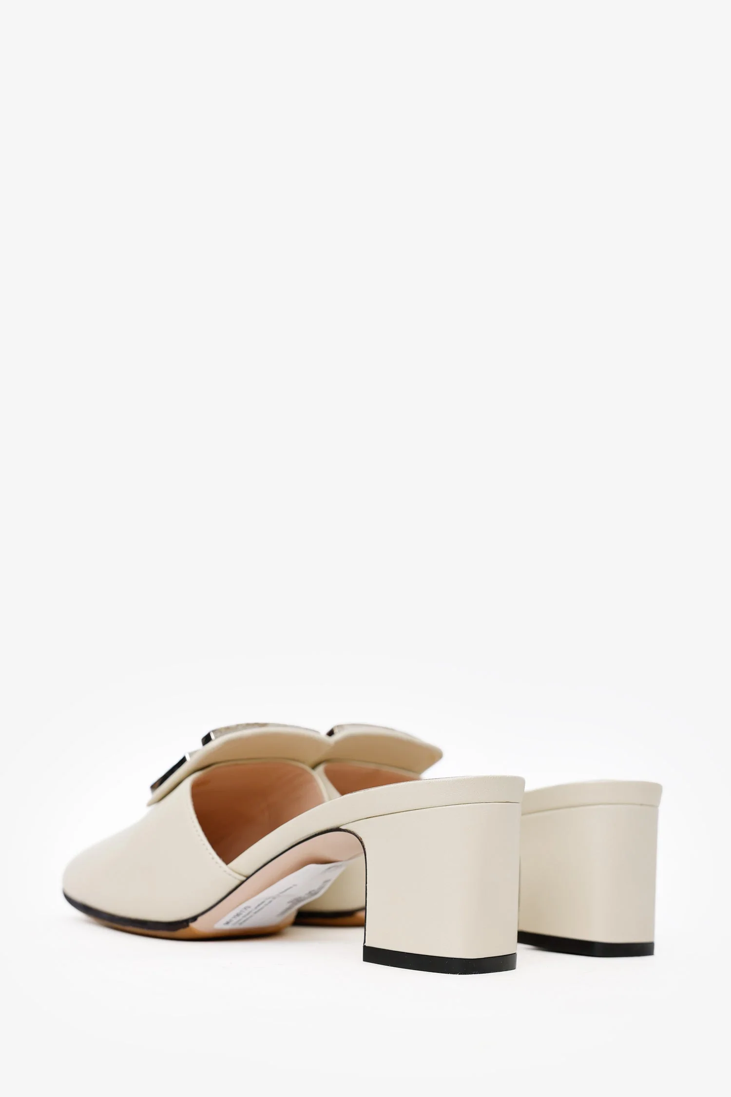 Gucci White Leather Crystal Square G Madelyn Mules Size 37.5 - Image 4