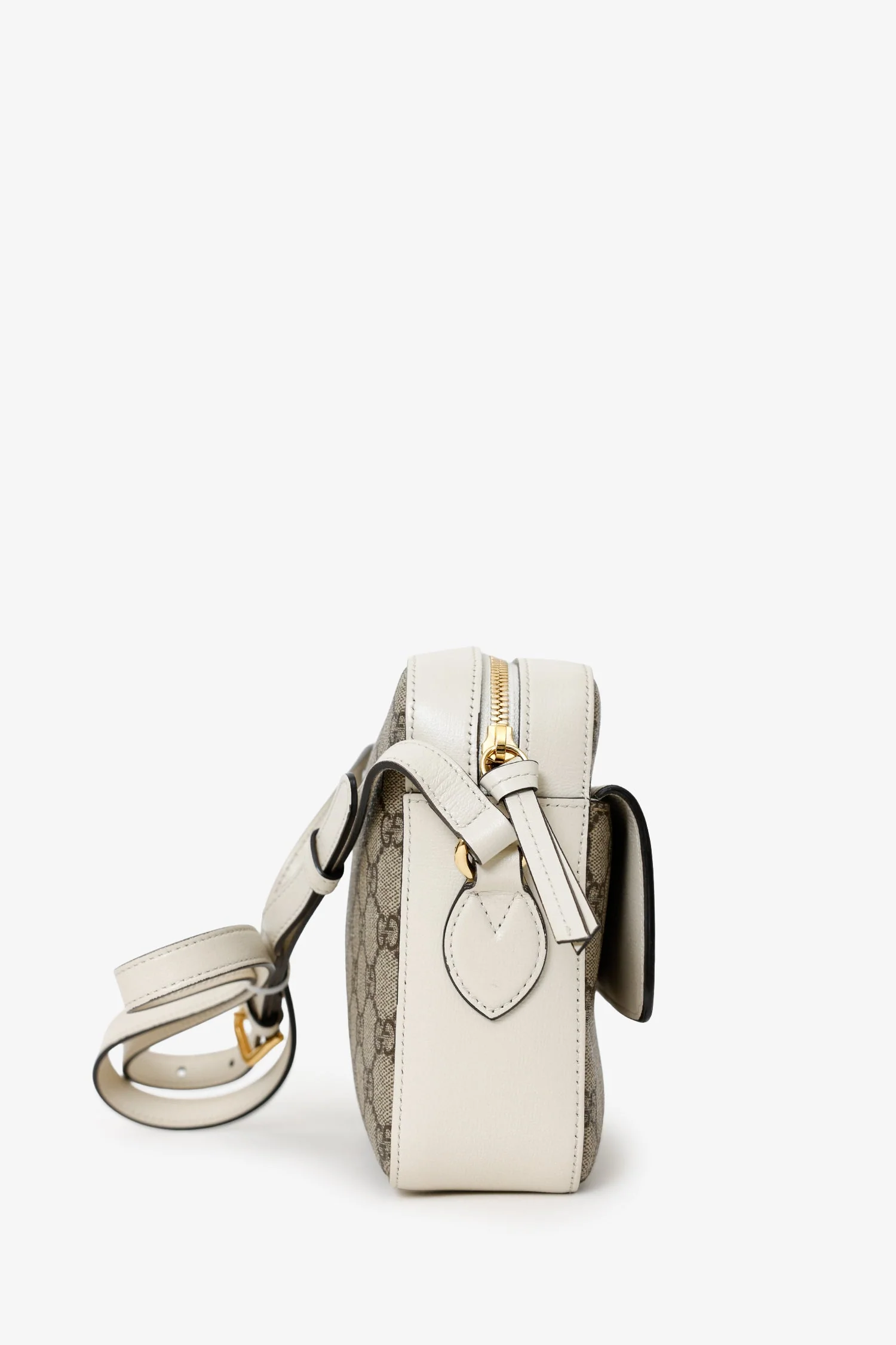 Gucci White Leather GG Supreme Horsebit 1955 Crossbody Bag - Image 2
