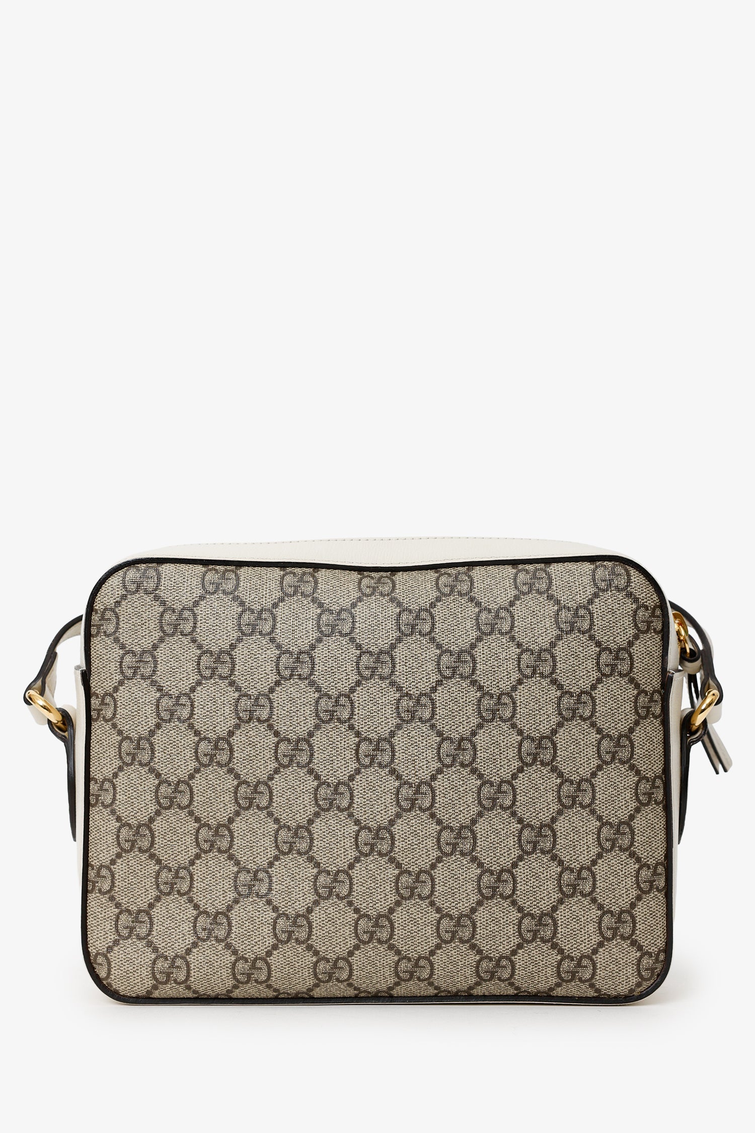 Gucci White Leather GG Supreme Horsebit 1955 Crossbody Bag - Image 3