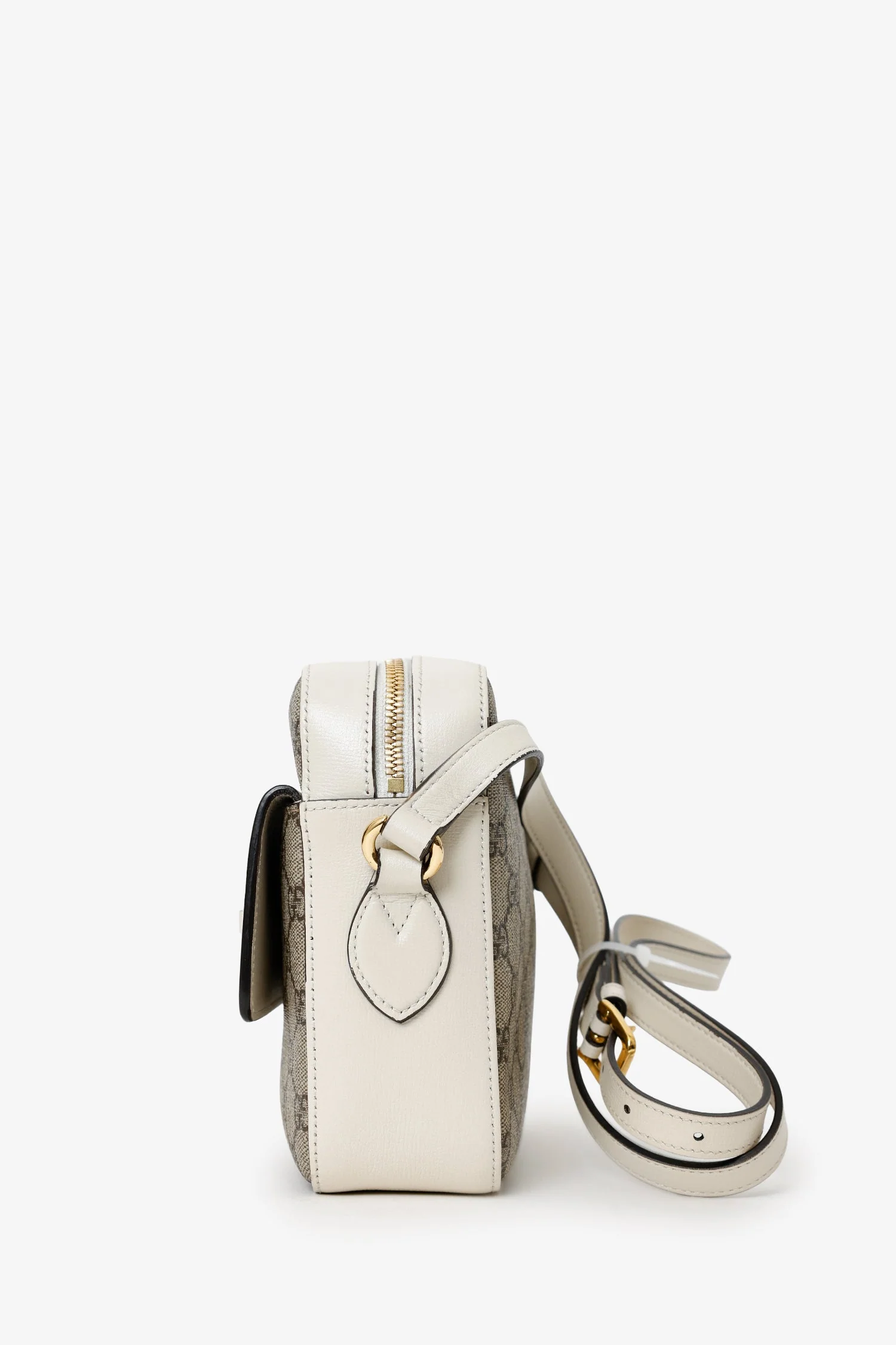 Gucci White Leather GG Supreme Horsebit 1955 Crossbody Bag - Image 4