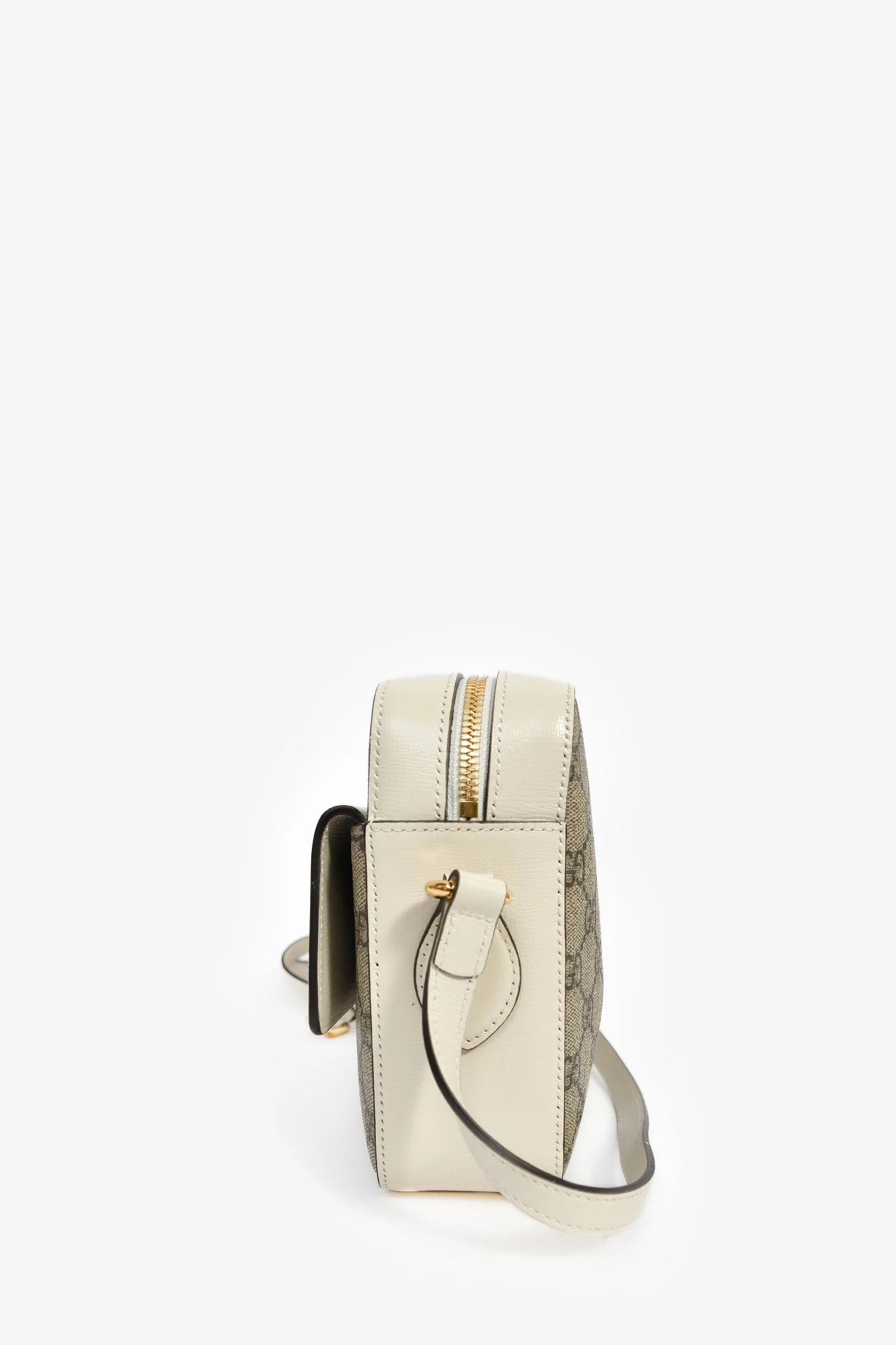 Gucci White Leather GG Supreme Horsebit 1955 Crossbody Bag - Image 3