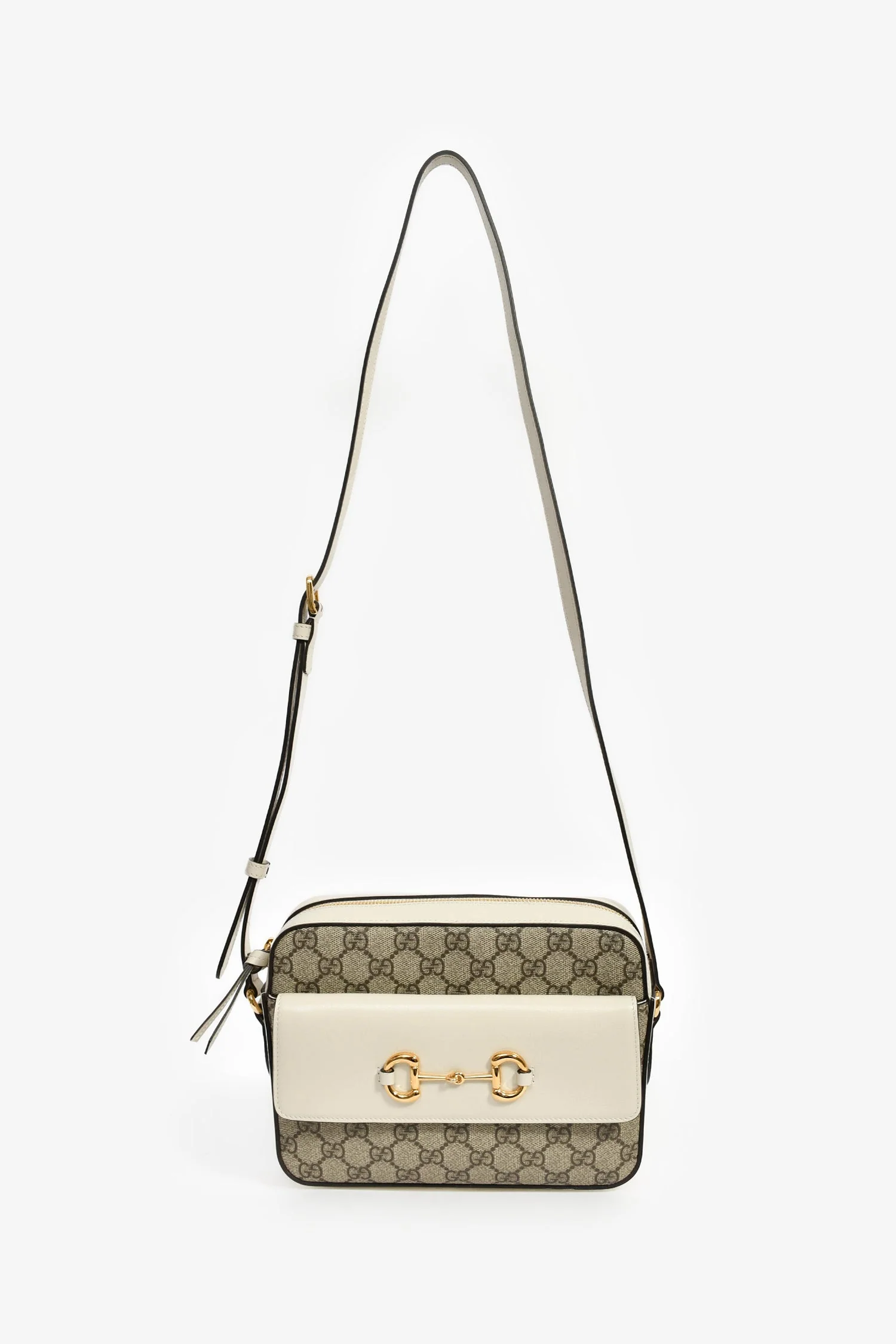 Gucci White Leather GG Supreme Horsebit 1955 Crossbody Bag - Image 7