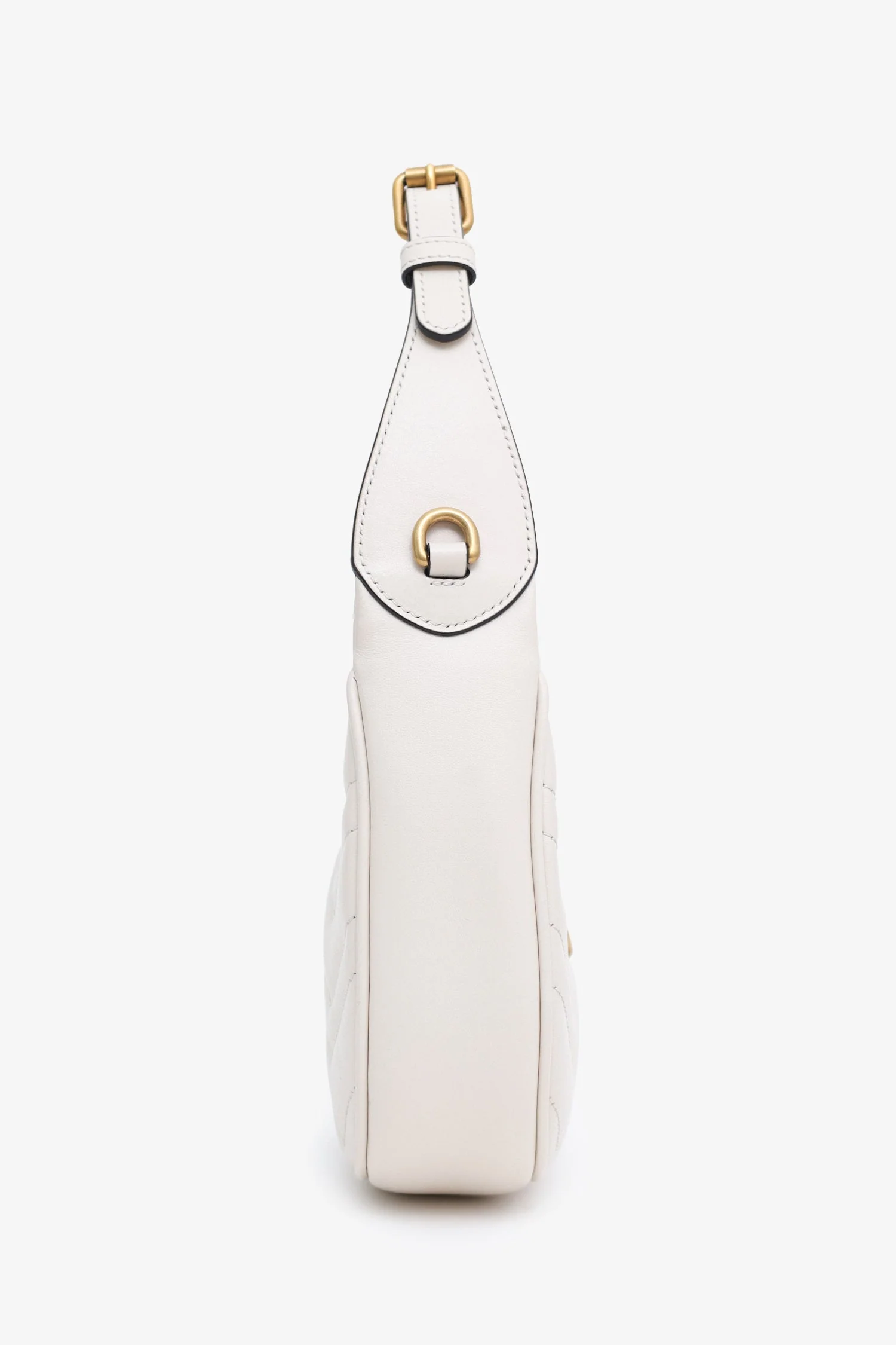 Gucci White Leather Mini GG Marmont Half Moon Shaped Bag - Image 3