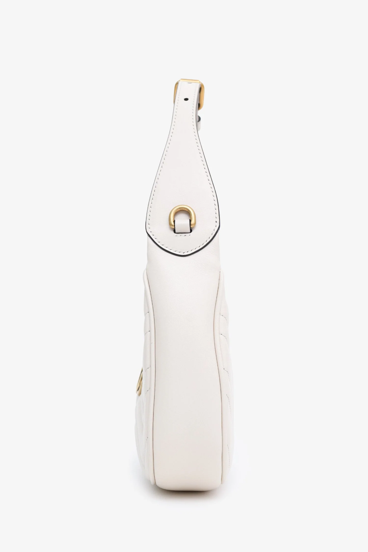 Gucci White Leather Mini GG Marmont Half Moon Shaped Bag - Image 4