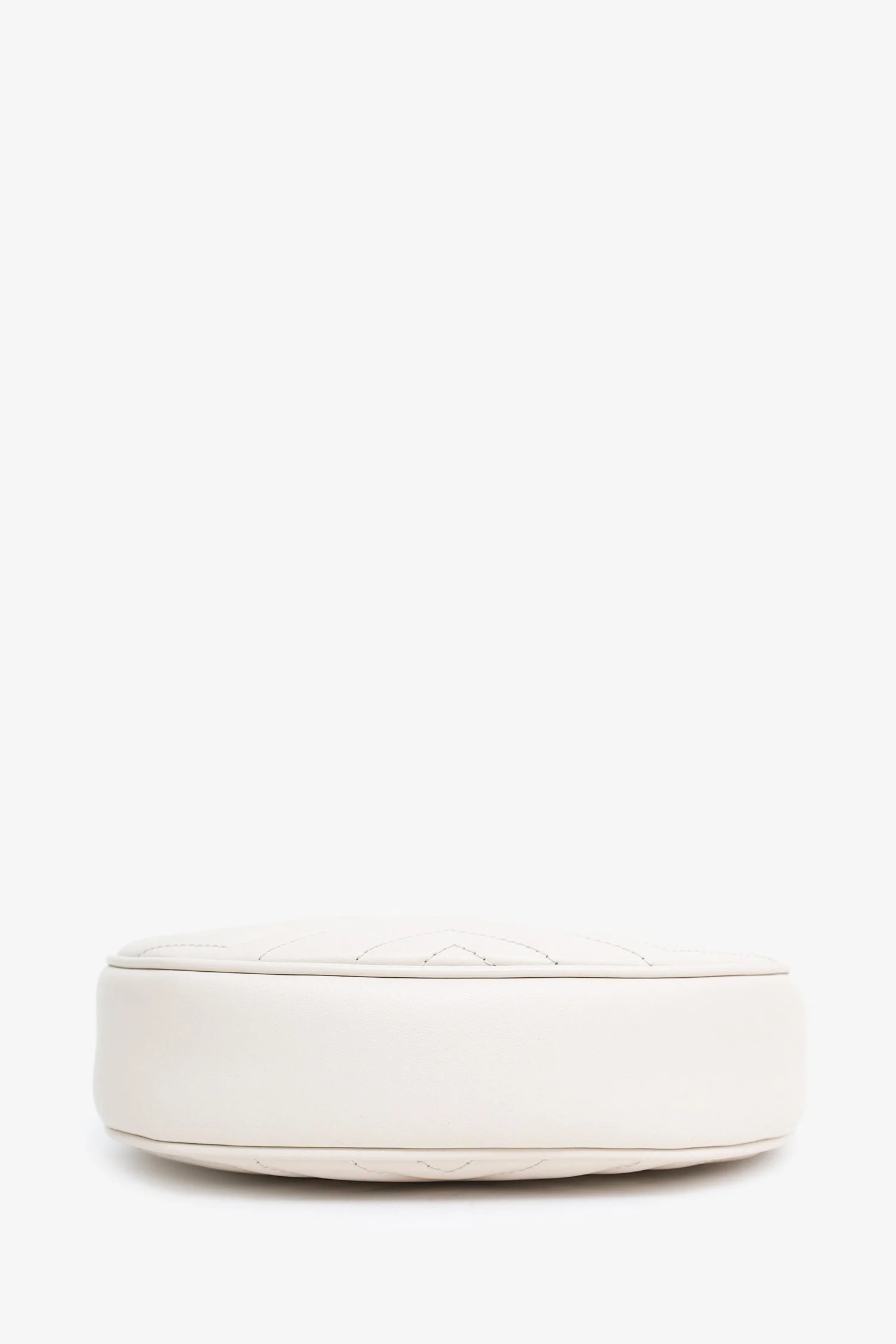 Gucci White Leather Mini GG Marmont Half Moon Shaped Bag - Image 5