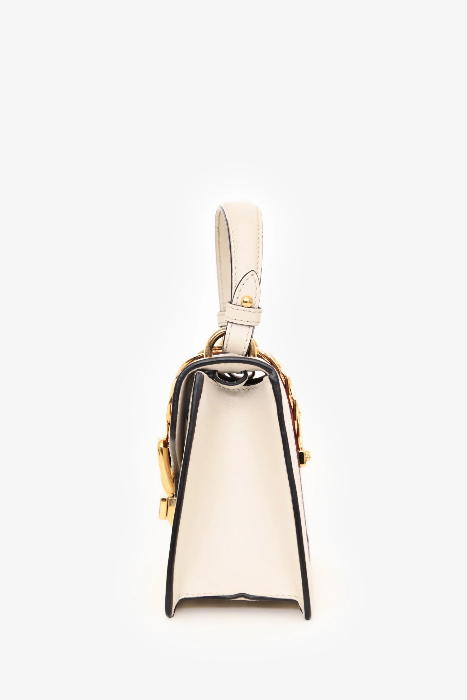 Gucci White Leather Mini Sylvie Top Handle with 2 Straps - Image 4
