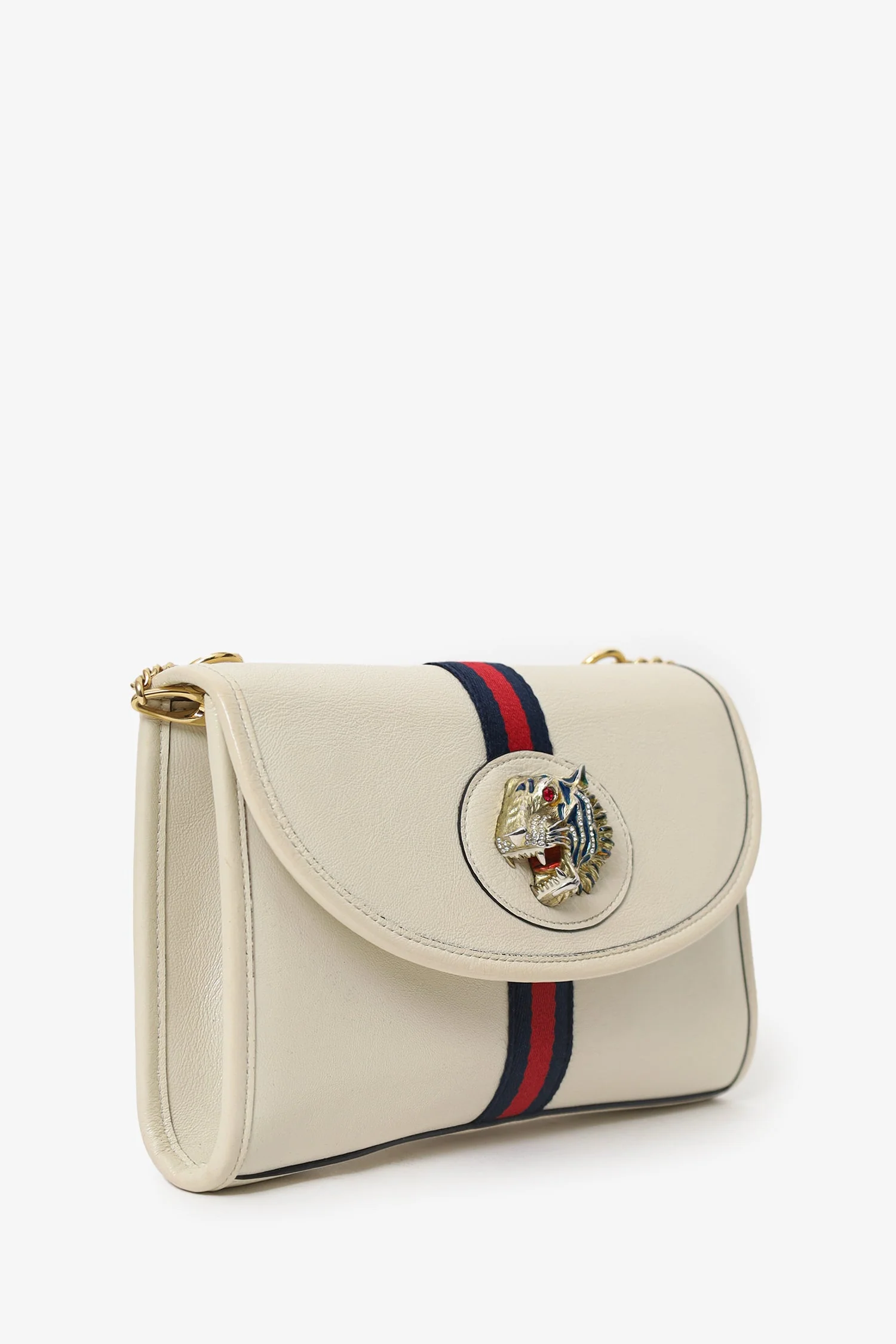 Gucci White Leather Small Sylvie Web Rajah Chain Bag With Extra Robe Strap - Image 2