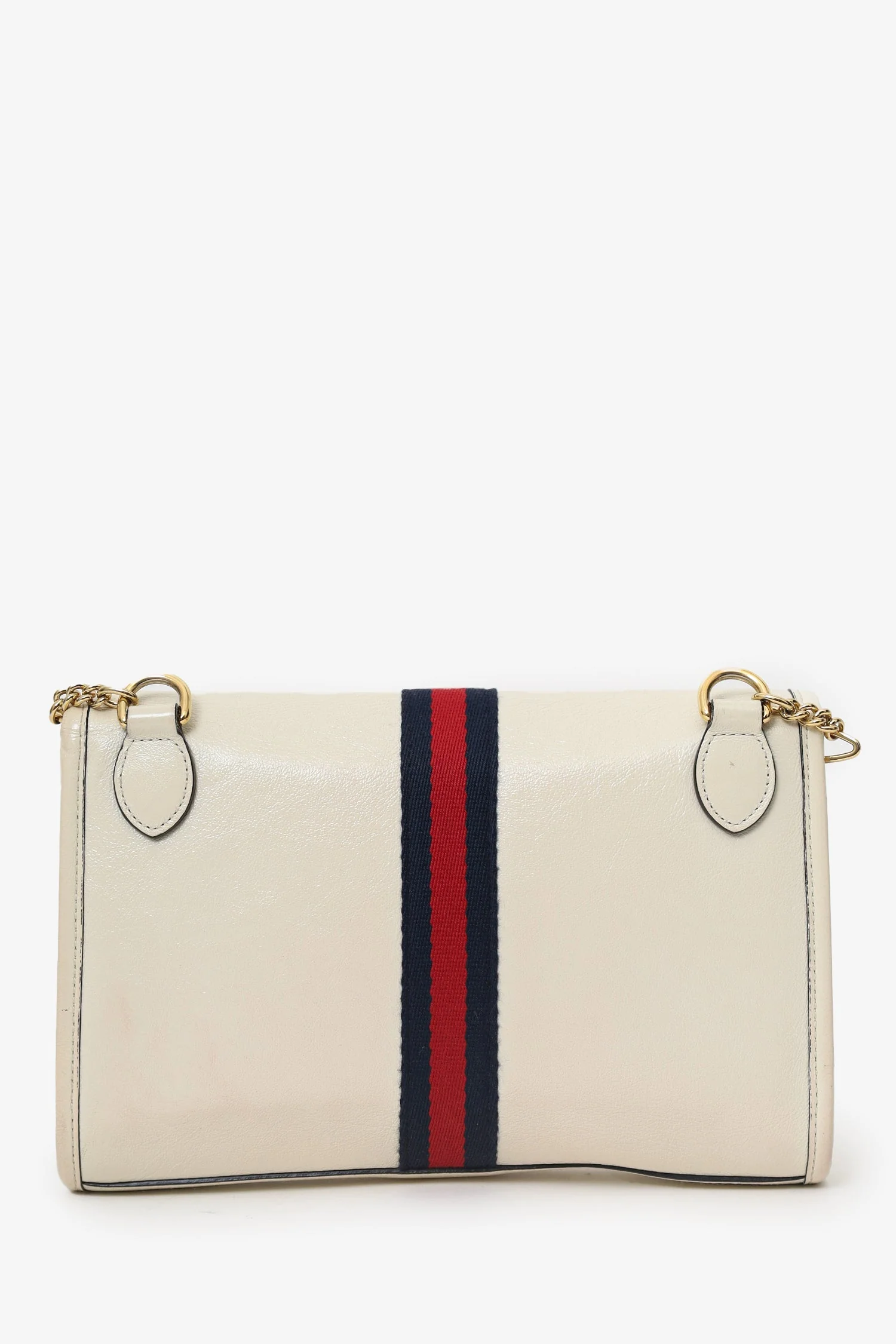 Gucci White Leather Small Sylvie Web Rajah Chain Bag With Extra Robe Strap - Image 3