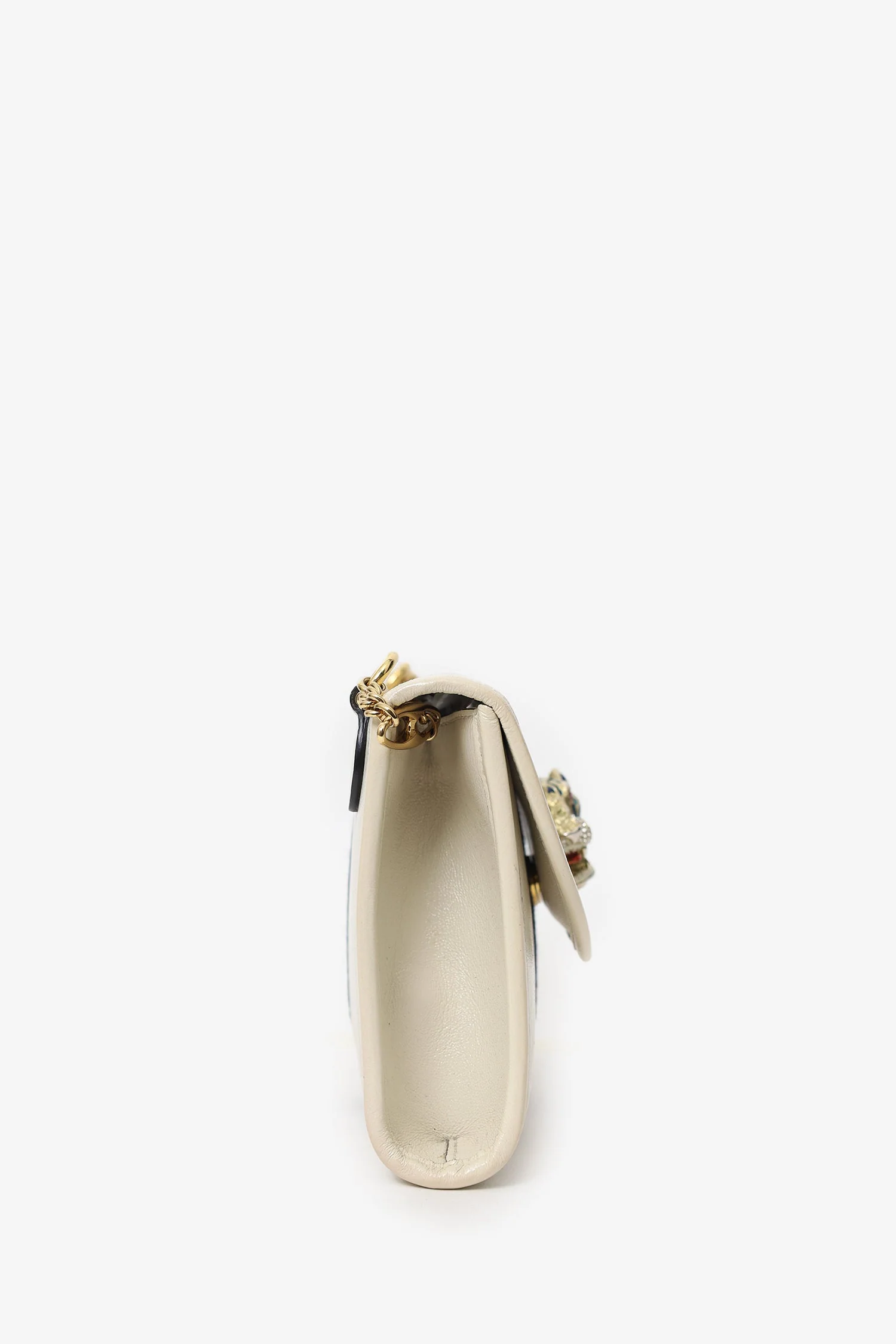 Gucci White Leather Small Sylvie Web Rajah Chain Bag With Extra Robe Strap - Image 4
