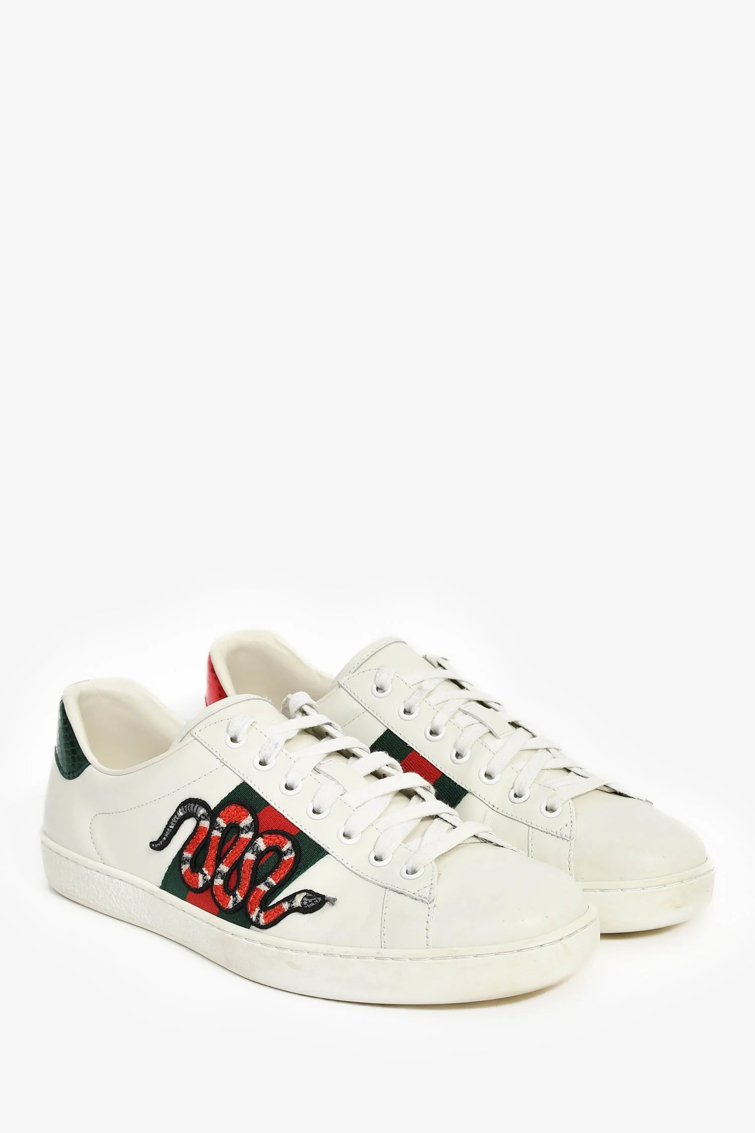 Gucci White Leather Web Ace Sneakers Size 7.5 Mens - Image 2