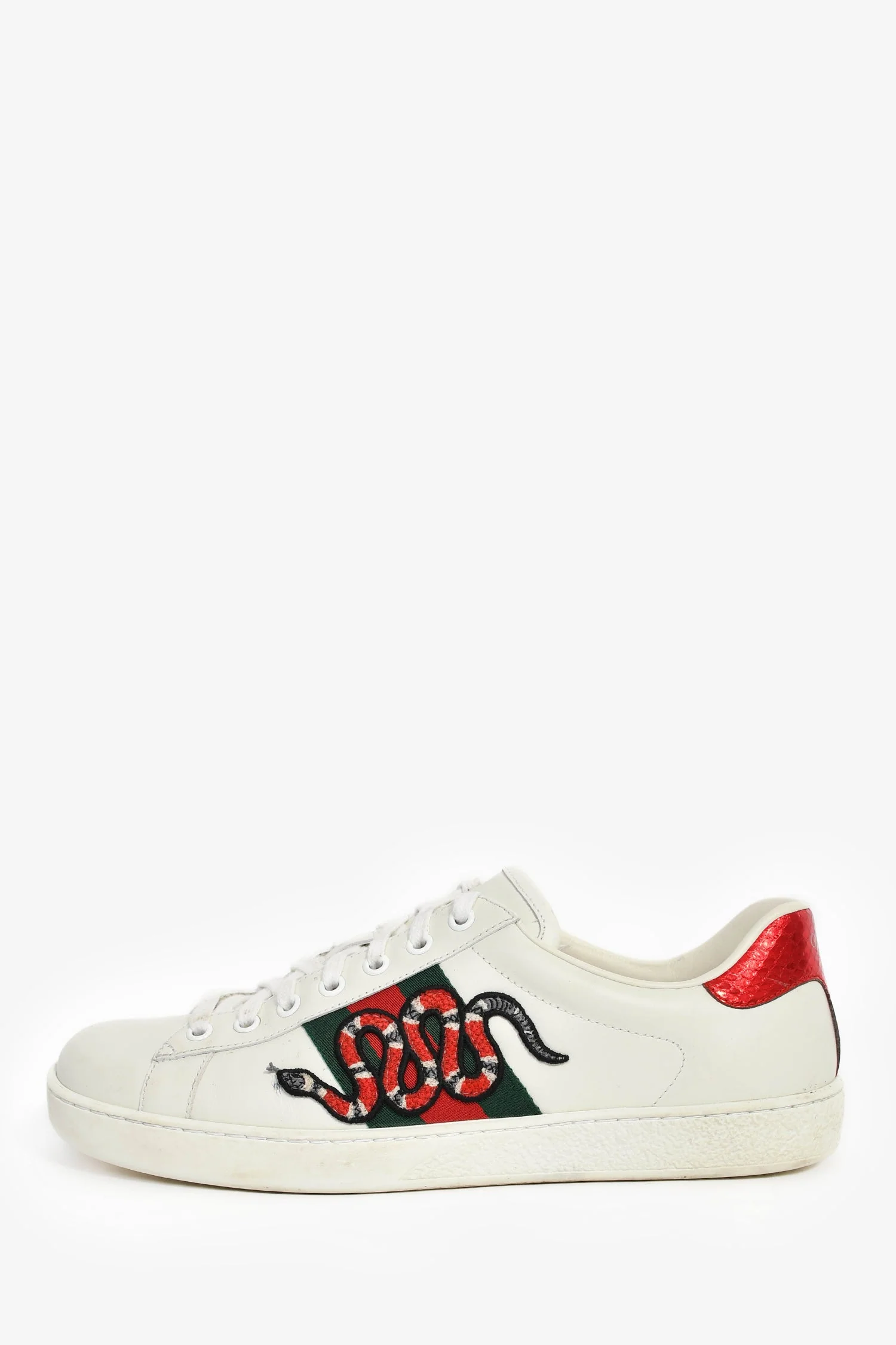 Gucci White Leather Web Ace Sneakers Size 7.5 Mens - Image 4