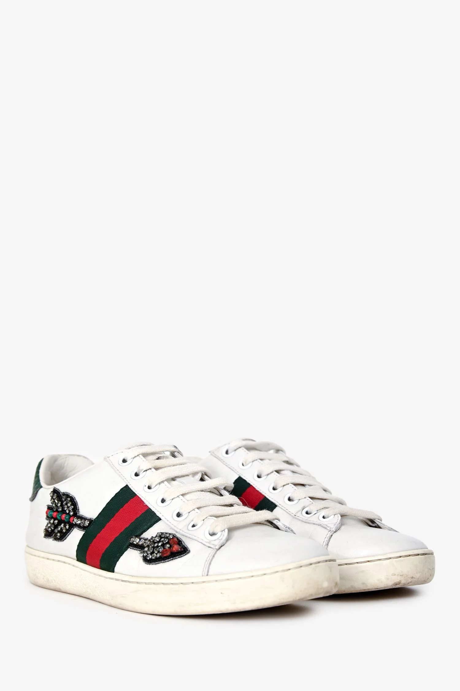 Gucci White Leather Web Arrow Ace Sneakers Size 36 - Image 2