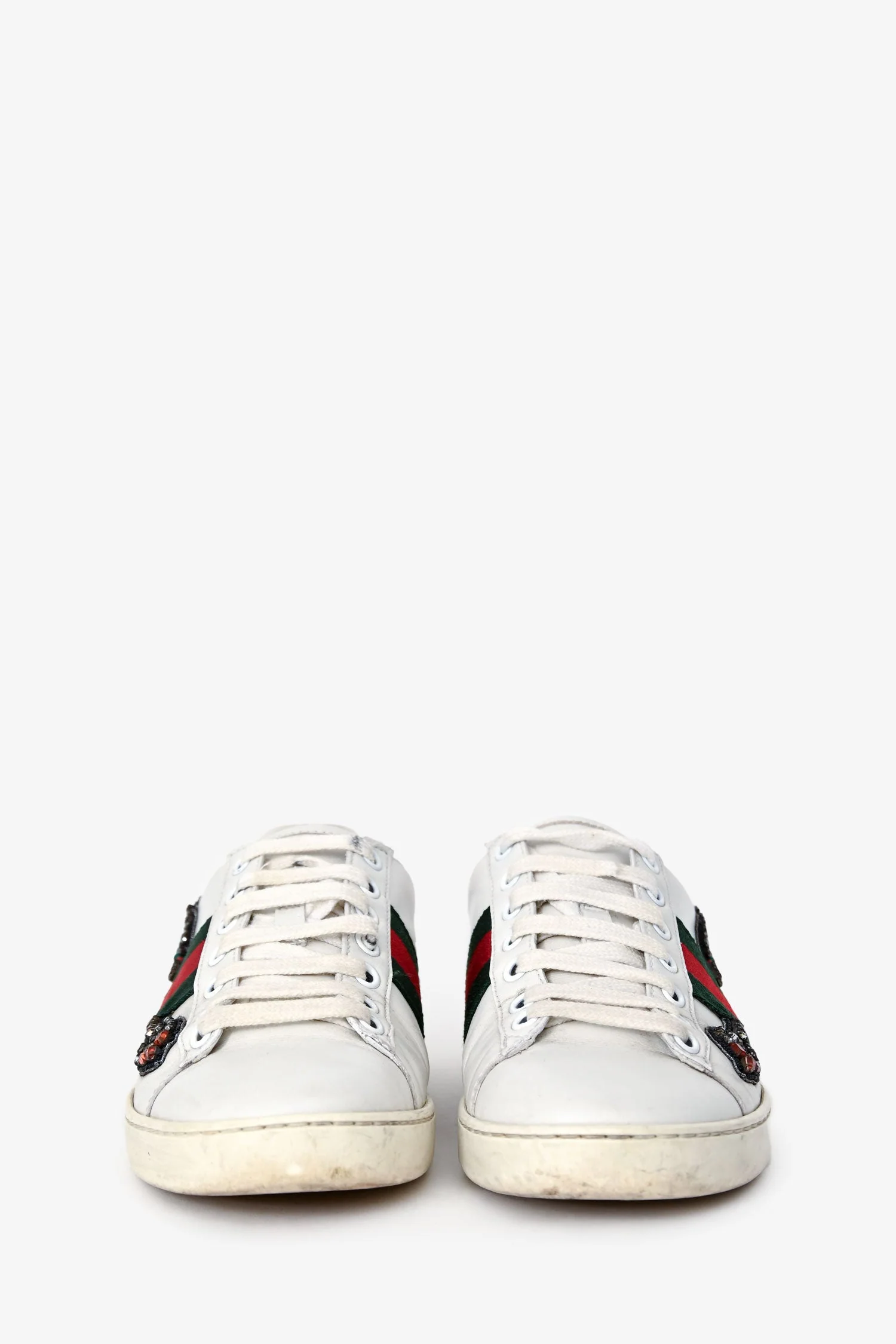 Gucci White Leather Web Arrow Ace Sneakers Size 36 - Image 3