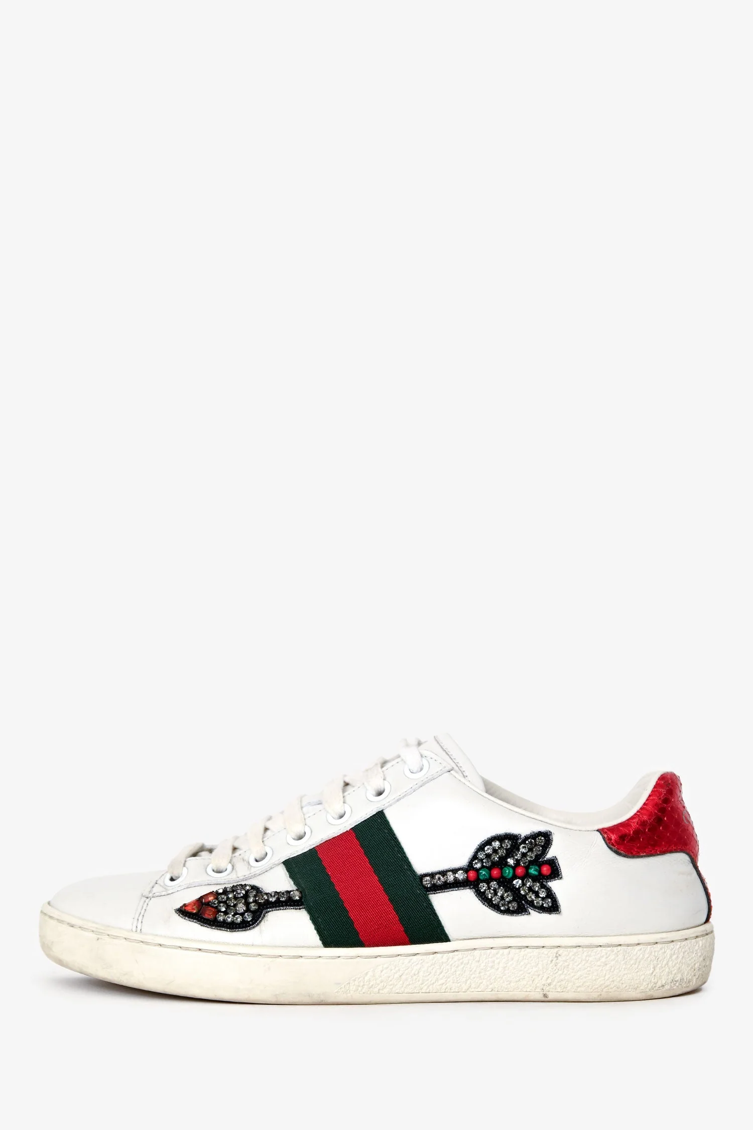 Gucci White Leather Web Arrow Ace Sneakers Size 36 - Image 5
