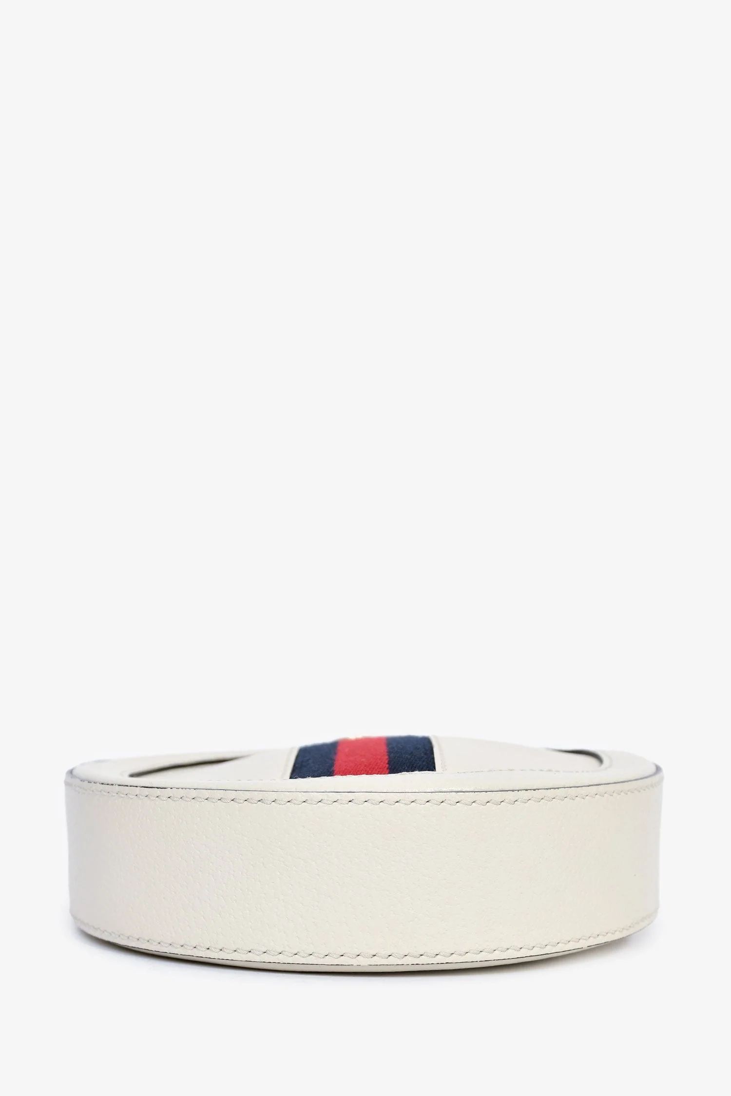 Gucci White Leather Web Detail 'Ophidia' Mini Round Crossbody Bag - Image 5