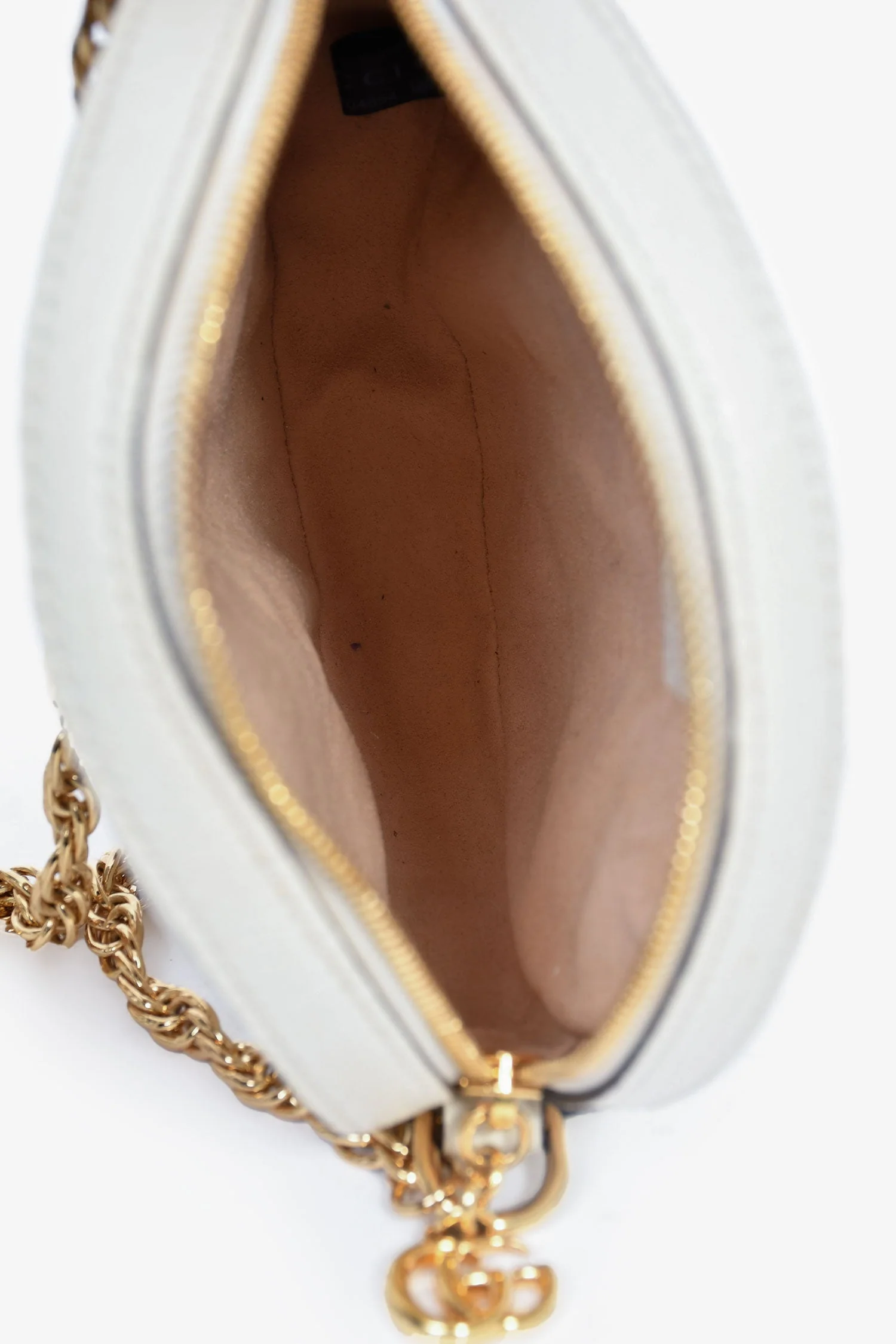 Gucci White Leather Web Detail 'Ophidia' Mini Round Crossbody Bag - Image 6
