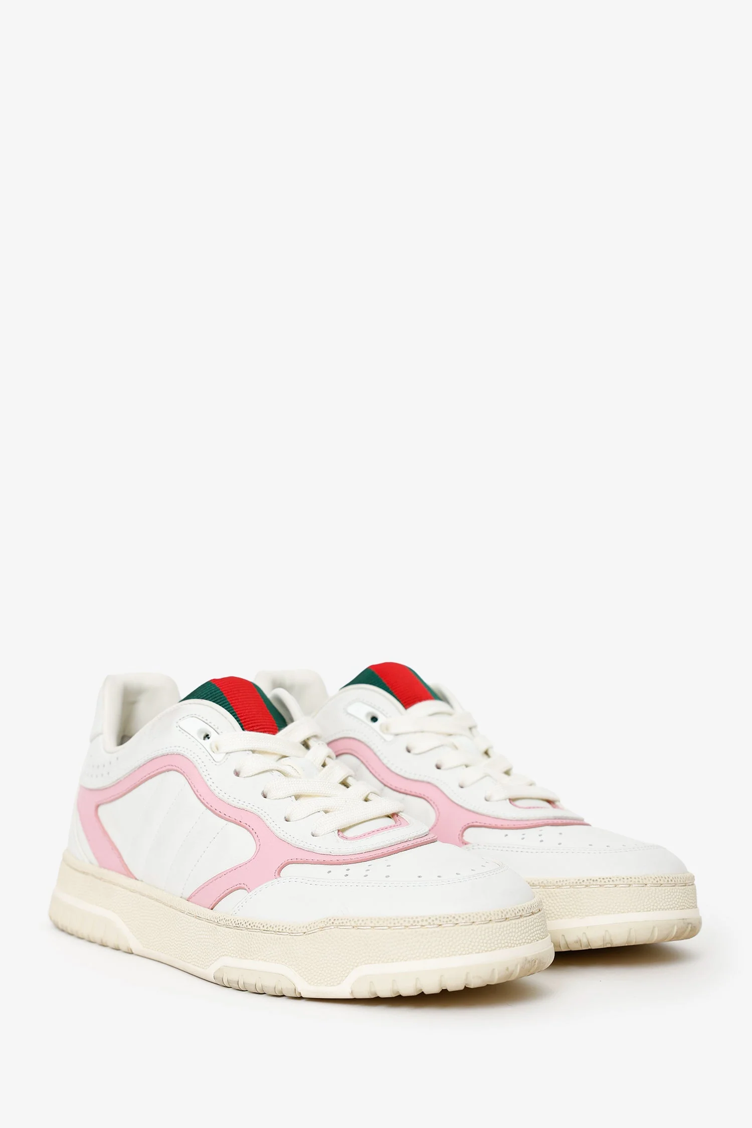 Gucci White/Pink 'Re-Web' Sneakers Size 38 - Image 2