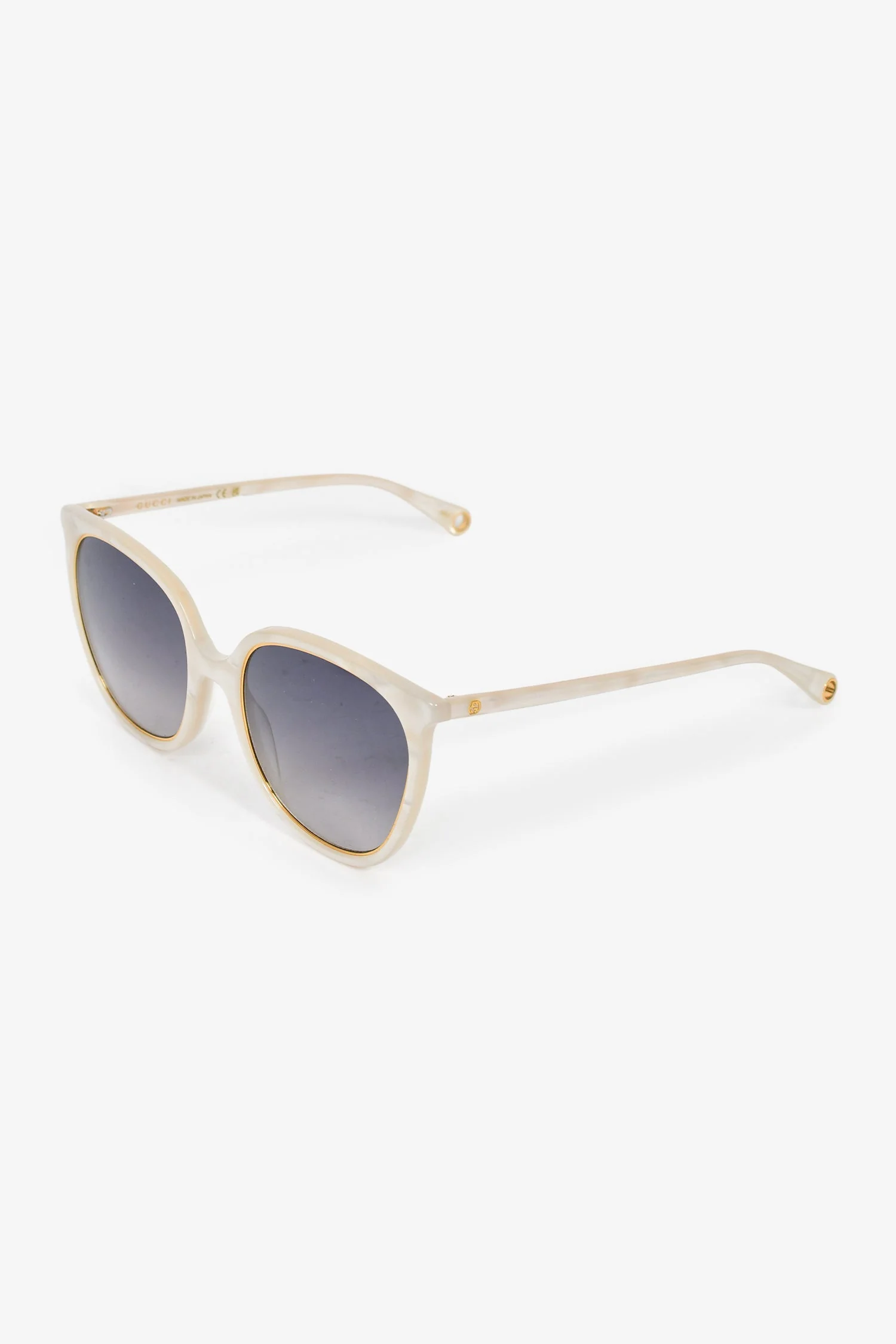 Gucci White Round-Frame Sunglasses with Chain - Image 2