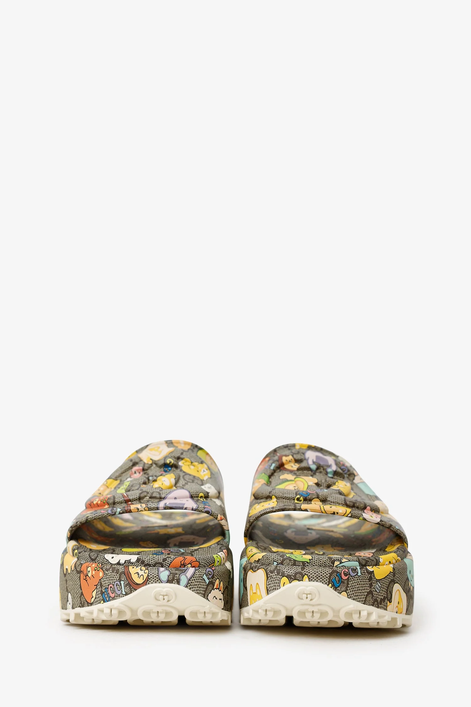 Gucci x Pikarar Beige GG Animal Print Slides Size 39 - Image 3