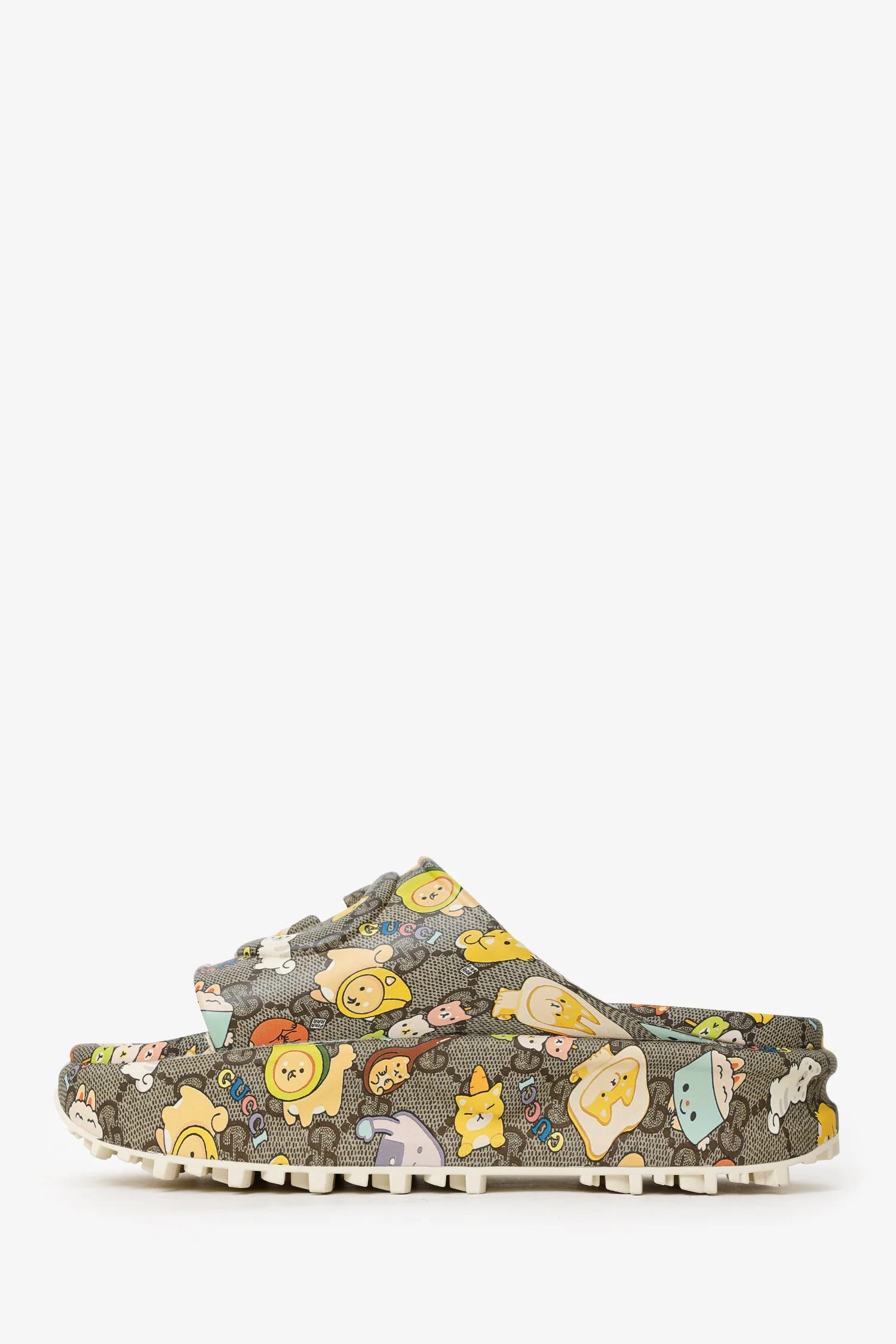Gucci x Pikarar Beige GG Animal Print Slides Size 39 - Image 5