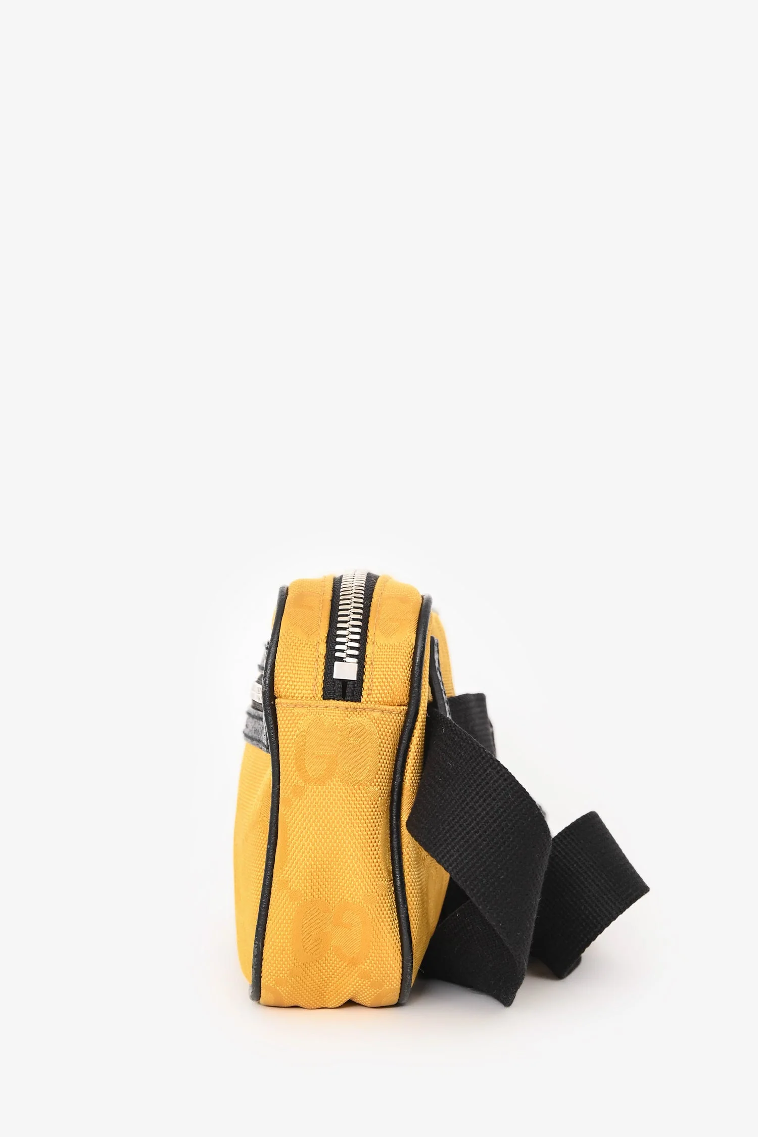 Gucci Yellow/Black Jacquard/Leather GG Supreme Belt Bag - Image 3