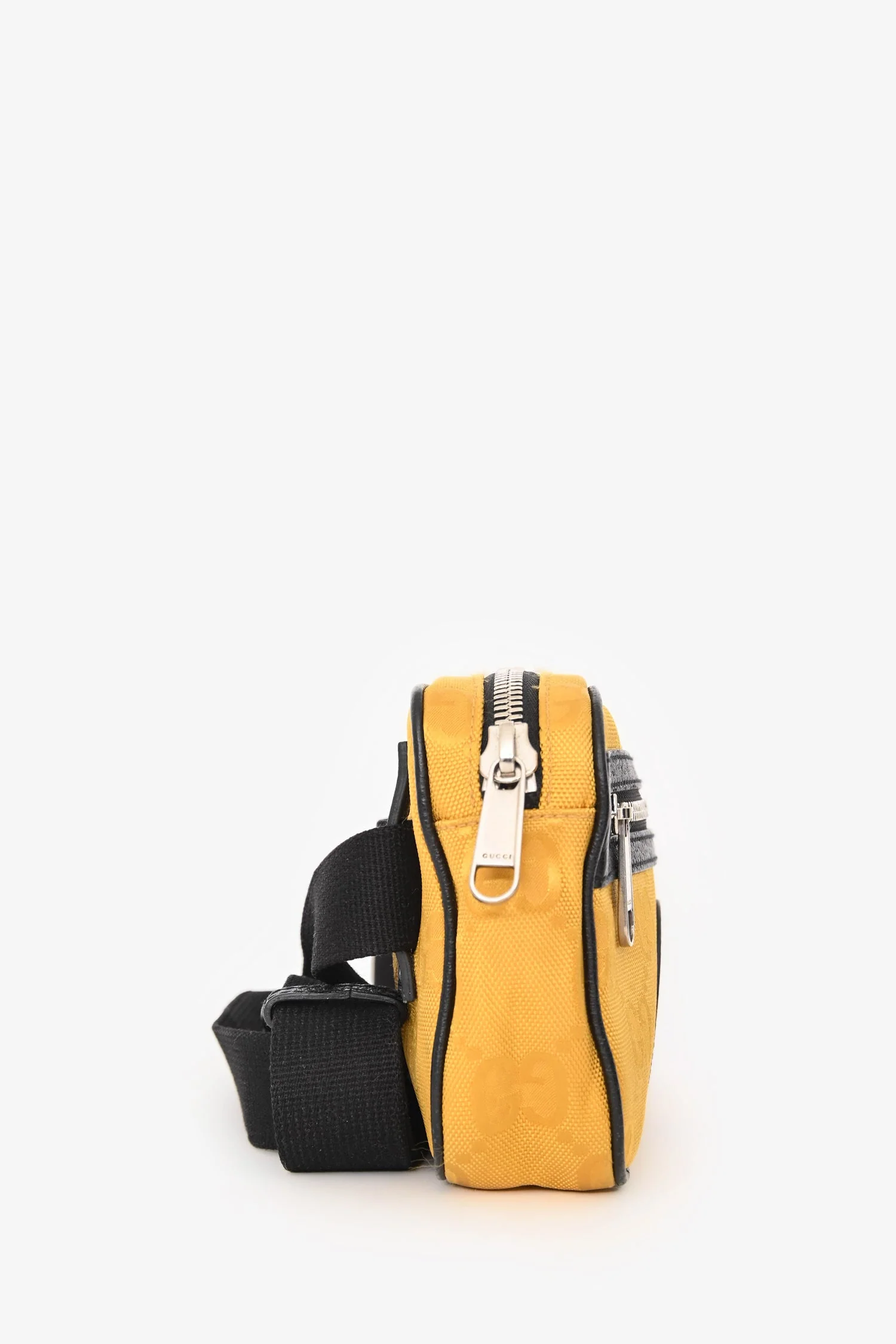 Gucci Yellow/Black Jacquard/Leather GG Supreme Belt Bag - Image 4