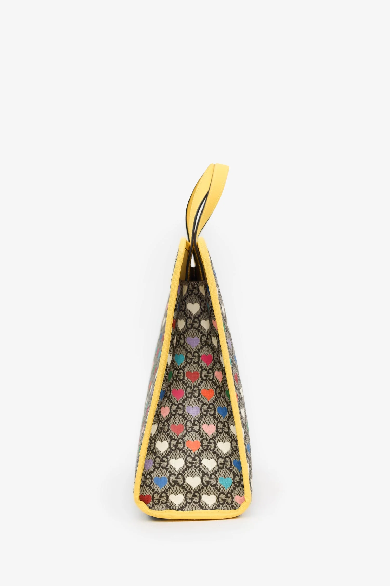 Gucci Yellow/Multicolour GG Supreme Monogram Hearts Children's Tote With Strap - Image 3