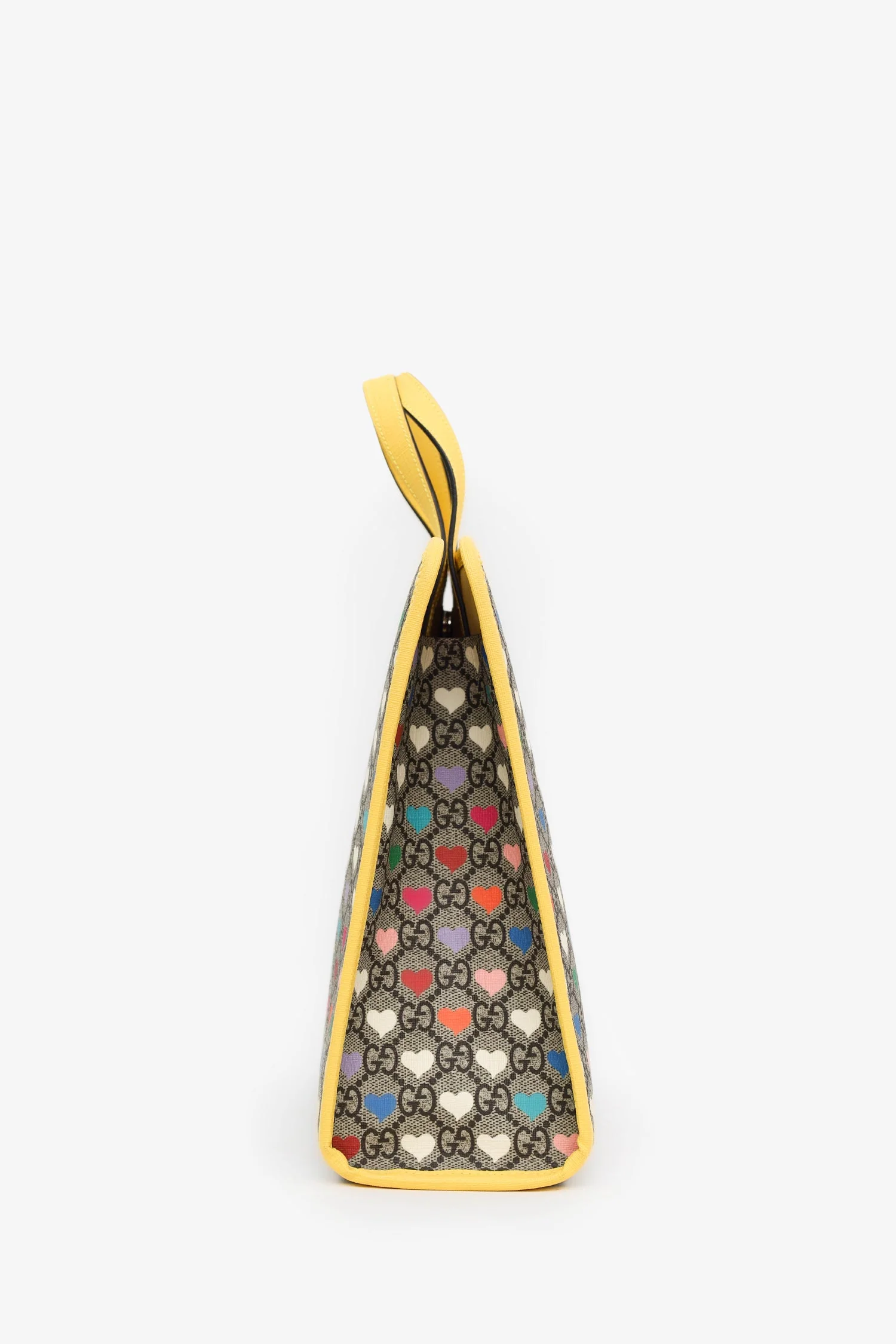 Gucci Yellow/Multicolour GG Supreme Monogram Hearts Children's Tote With Strap - Image 4