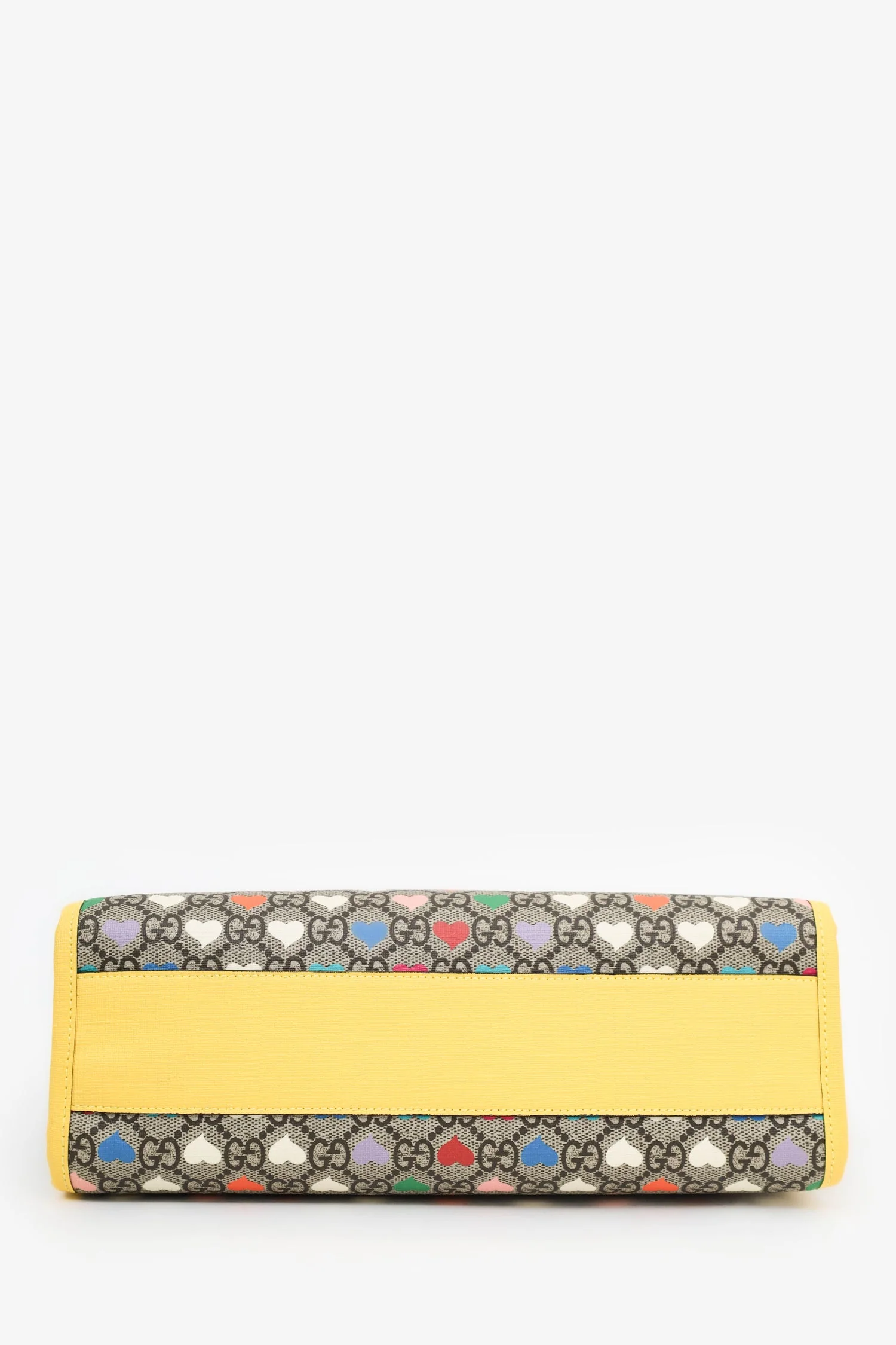 Gucci Yellow/Multicolour GG Supreme Monogram Hearts Children's Tote With Strap - Image 5