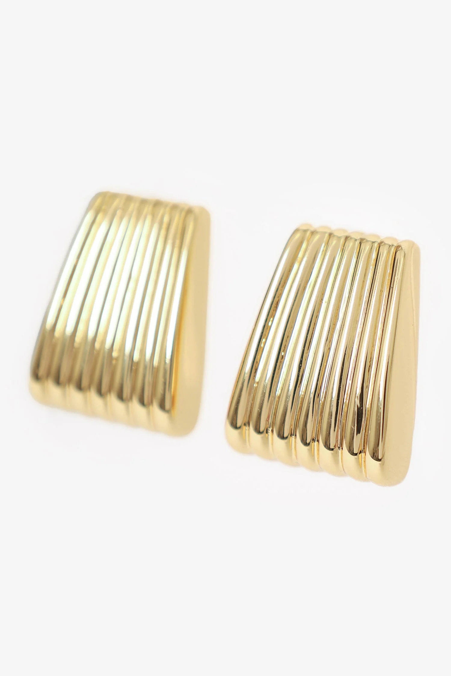 Heaven Mayhem Gold-Toned Ribbed Earrings - Image 2
