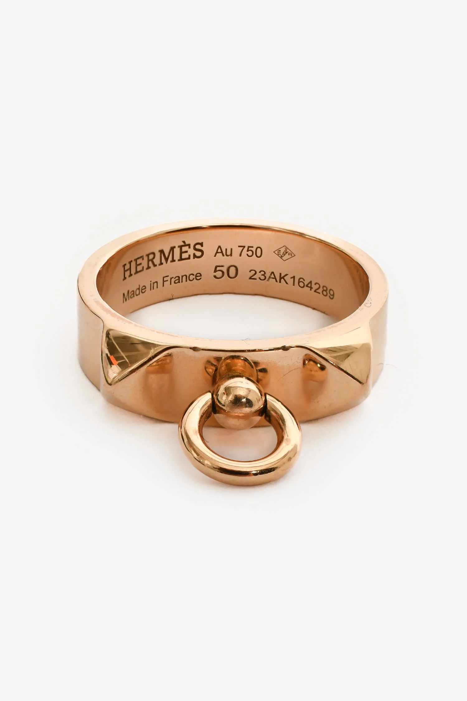 Hermès 18K Rose Gold 'Collier De Chien' Small Model Ring Size 50 - Image 4