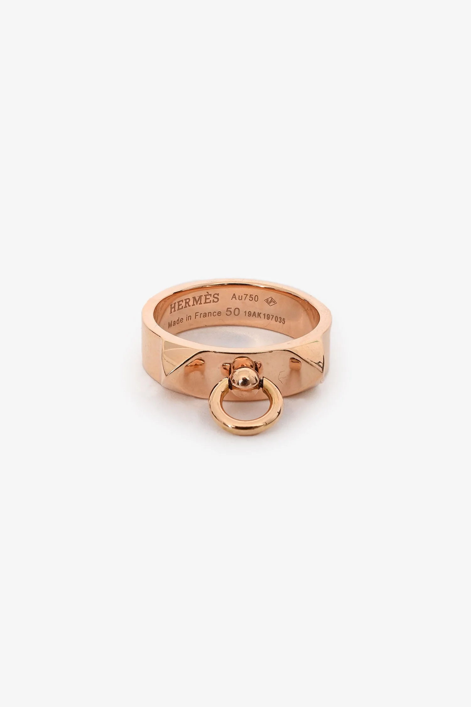 Hermès 18K Rose Gold 'Collier De Chien' Small Model Ring Size 50 - Image 3