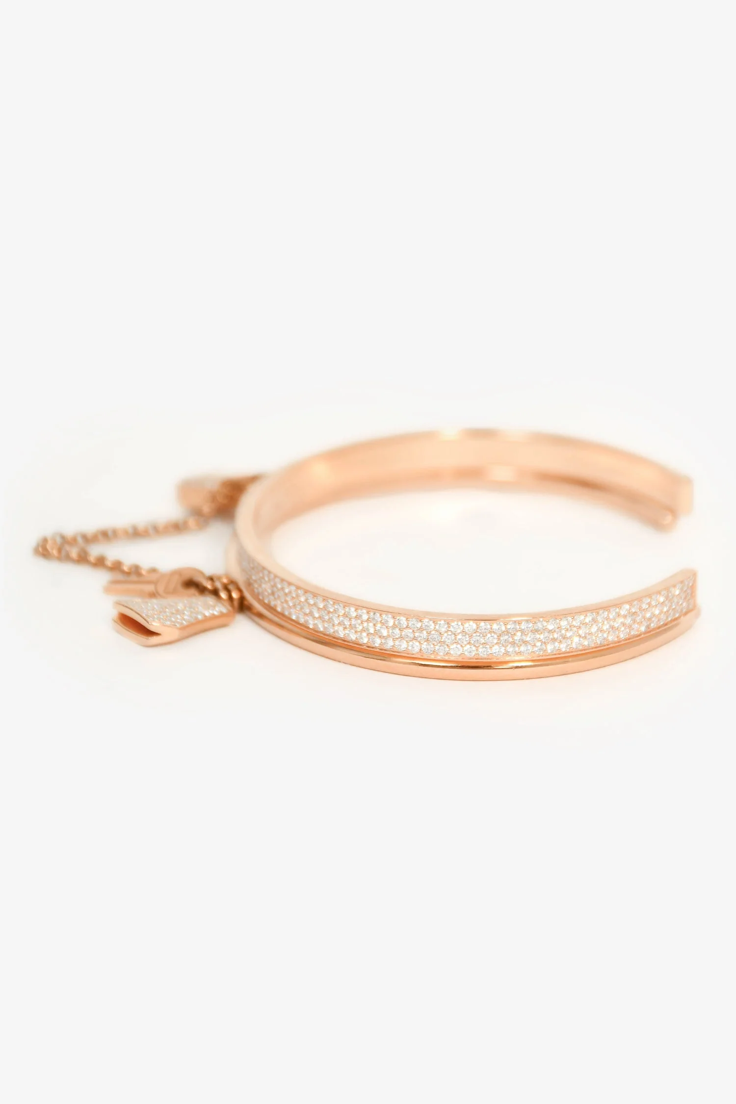 Hermès 18K Rose Gold Diamonds Kelly Cadenas Double Bracelet Small Model - Image 3