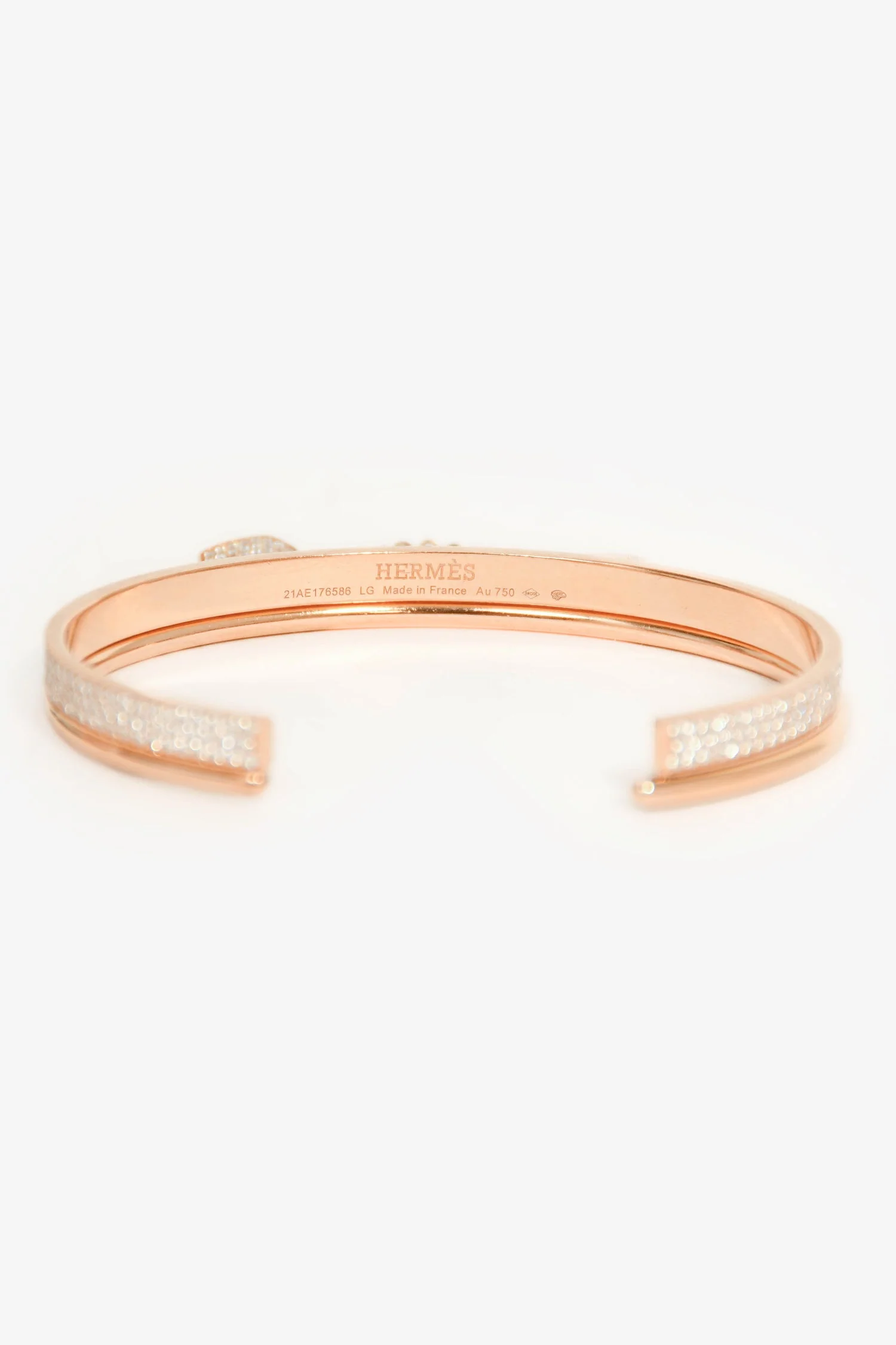 Hermès 18K Rose Gold Diamonds Kelly Cadenas Double Bracelet Small Model - Image 4