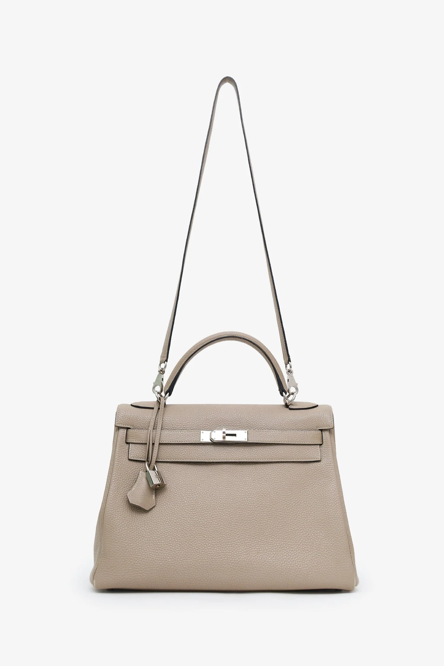Hermès 2008 Gris Tourterelle Clemence Leather Retourne Kelly 32 With Strap - Image 6
