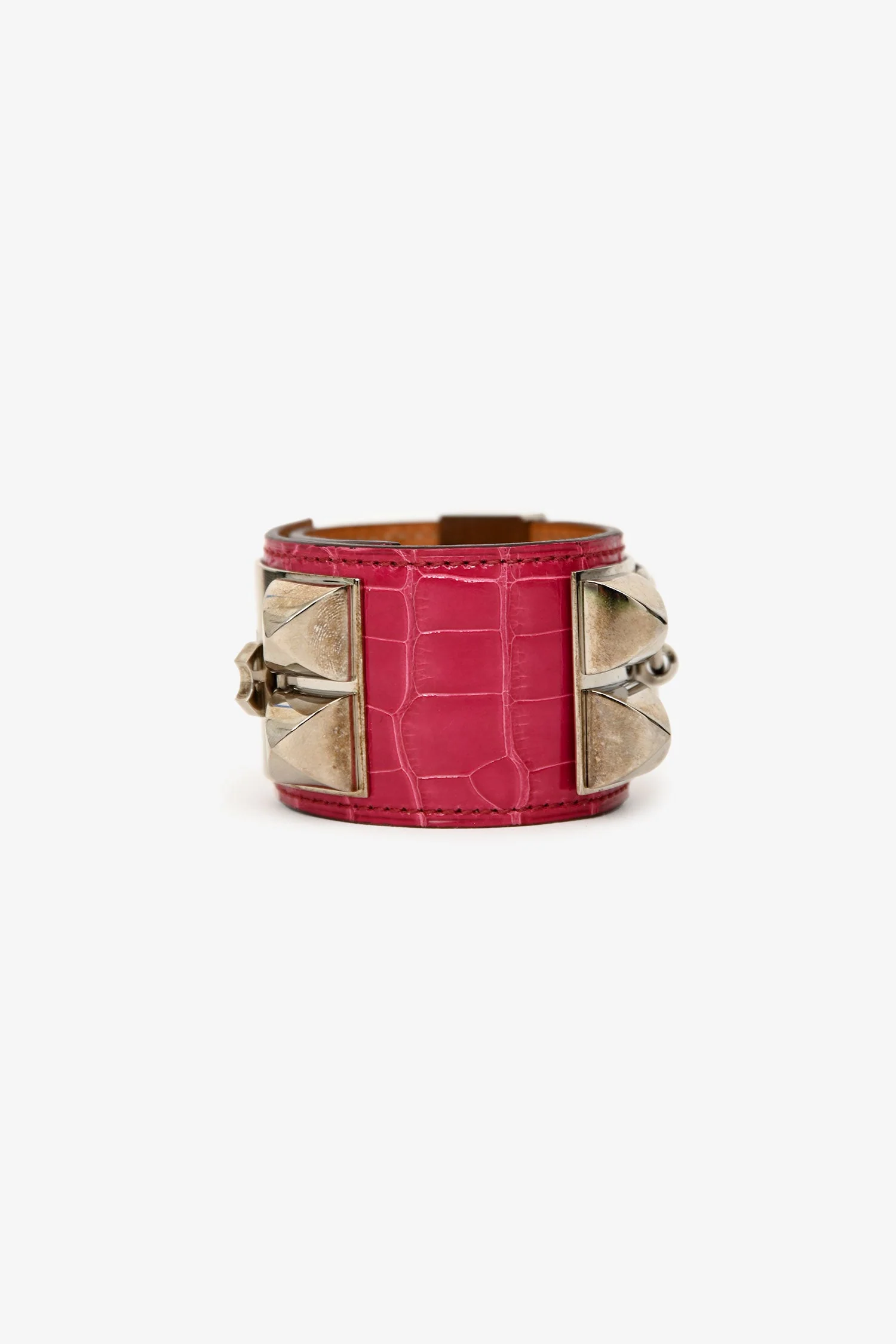 Hermès 2010 Pink Shiny Alligator Collier de Chien Bracelet - Image 2