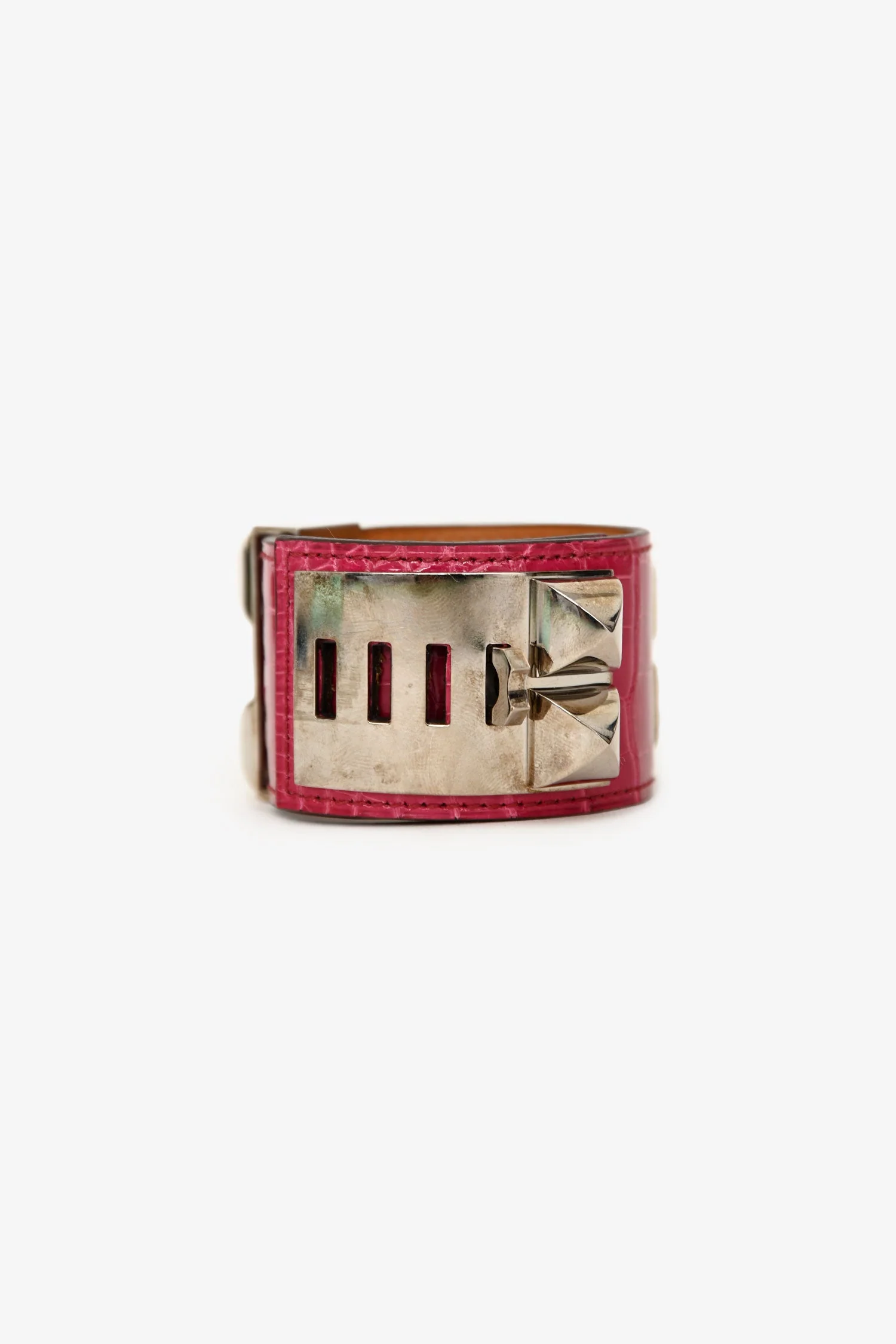 Hermès 2010 Pink Shiny Alligator Collier de Chien Bracelet - Image 3