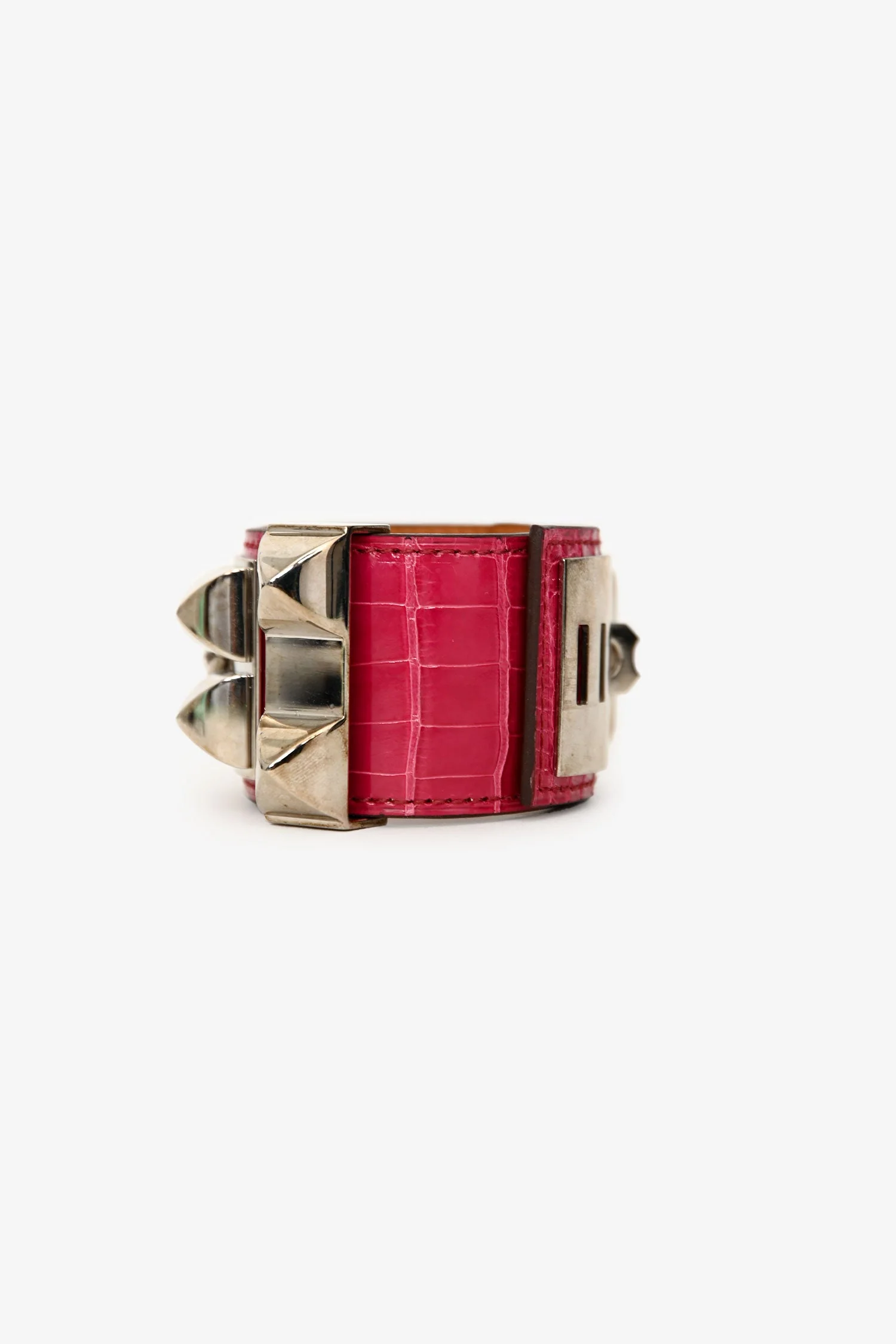 Hermès 2010 Pink Shiny Alligator Collier de Chien Bracelet - Image 4