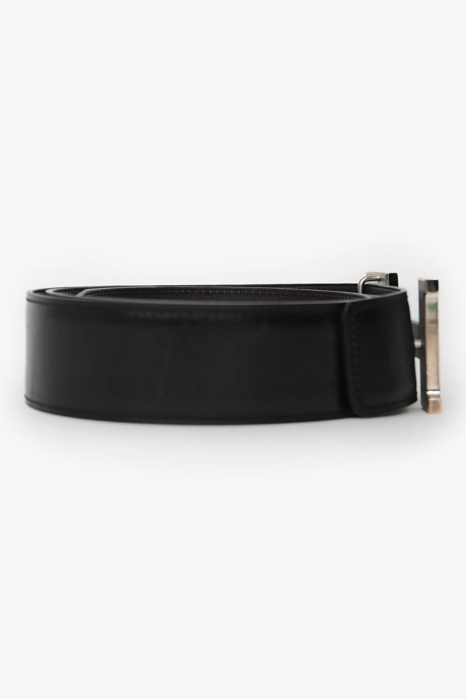 Hermes 2011 Black/Brown H Buckle Belt Palladium Hardware Size 90 - Image 2