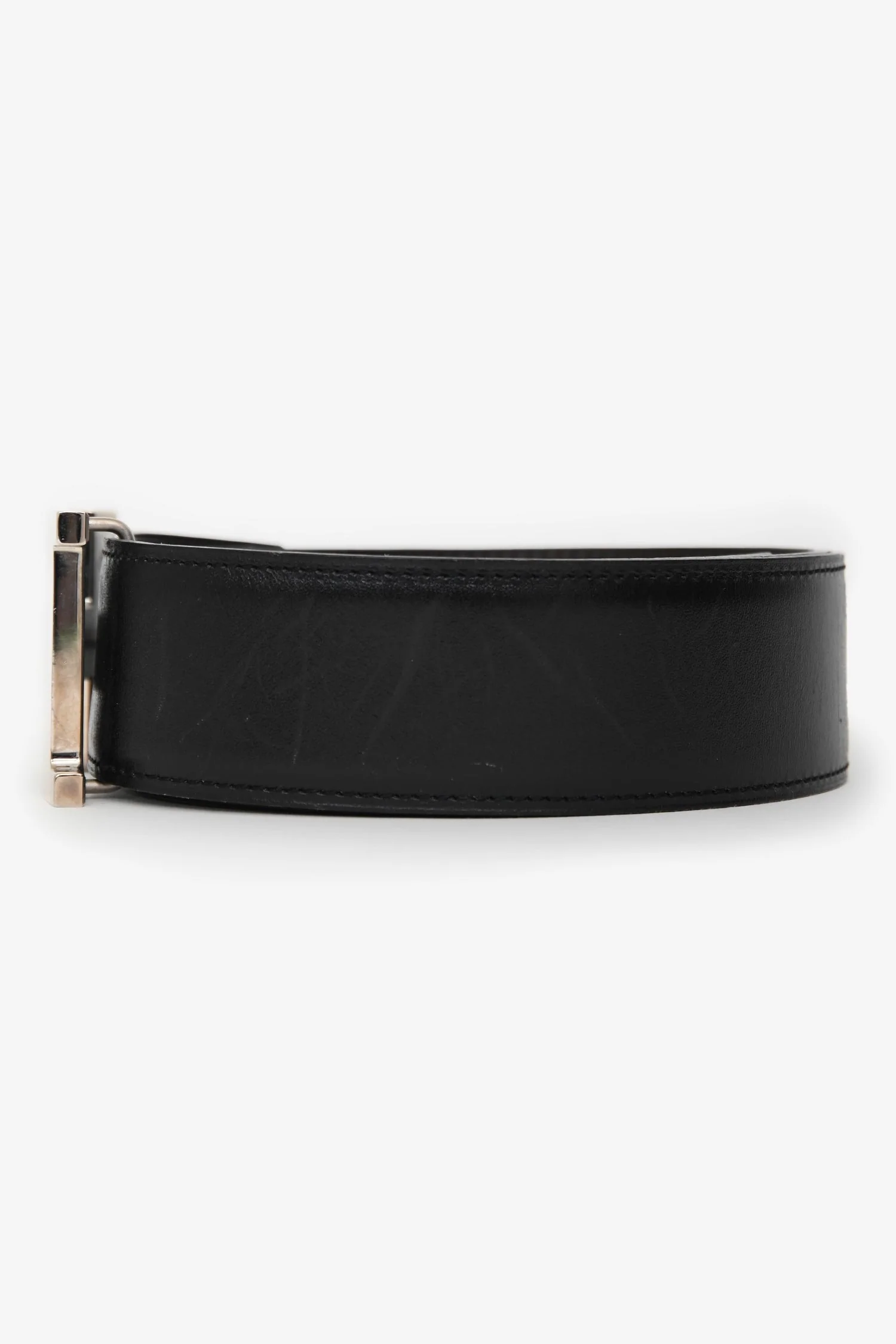 Hermes 2011 Black/Brown H Buckle Belt Palladium Hardware Size 90 - Image 4