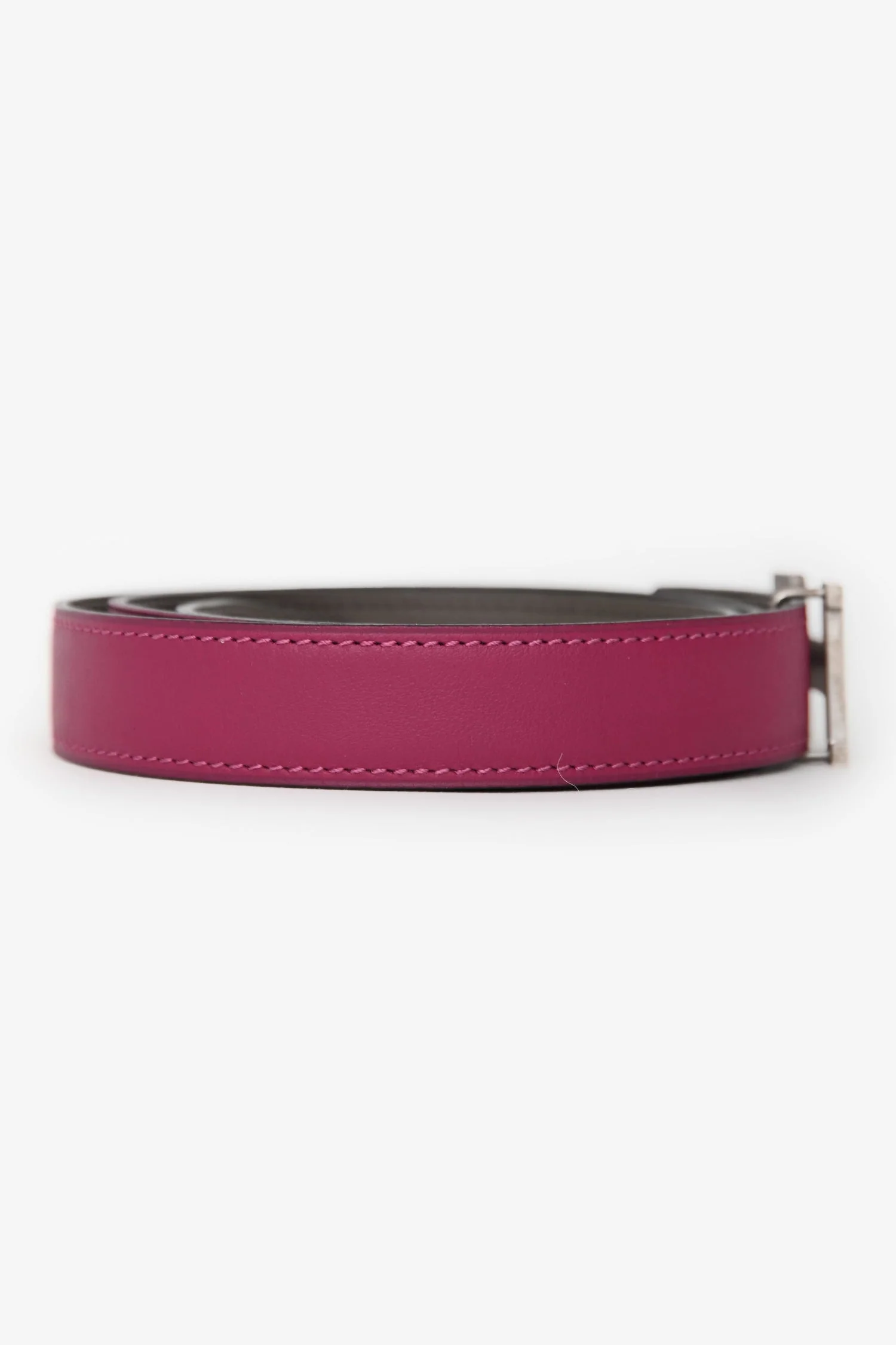 Hermès 2011 Pink/Etoupe Reversible 'H' Belt Size 80 Palladium Hardware - Image 2