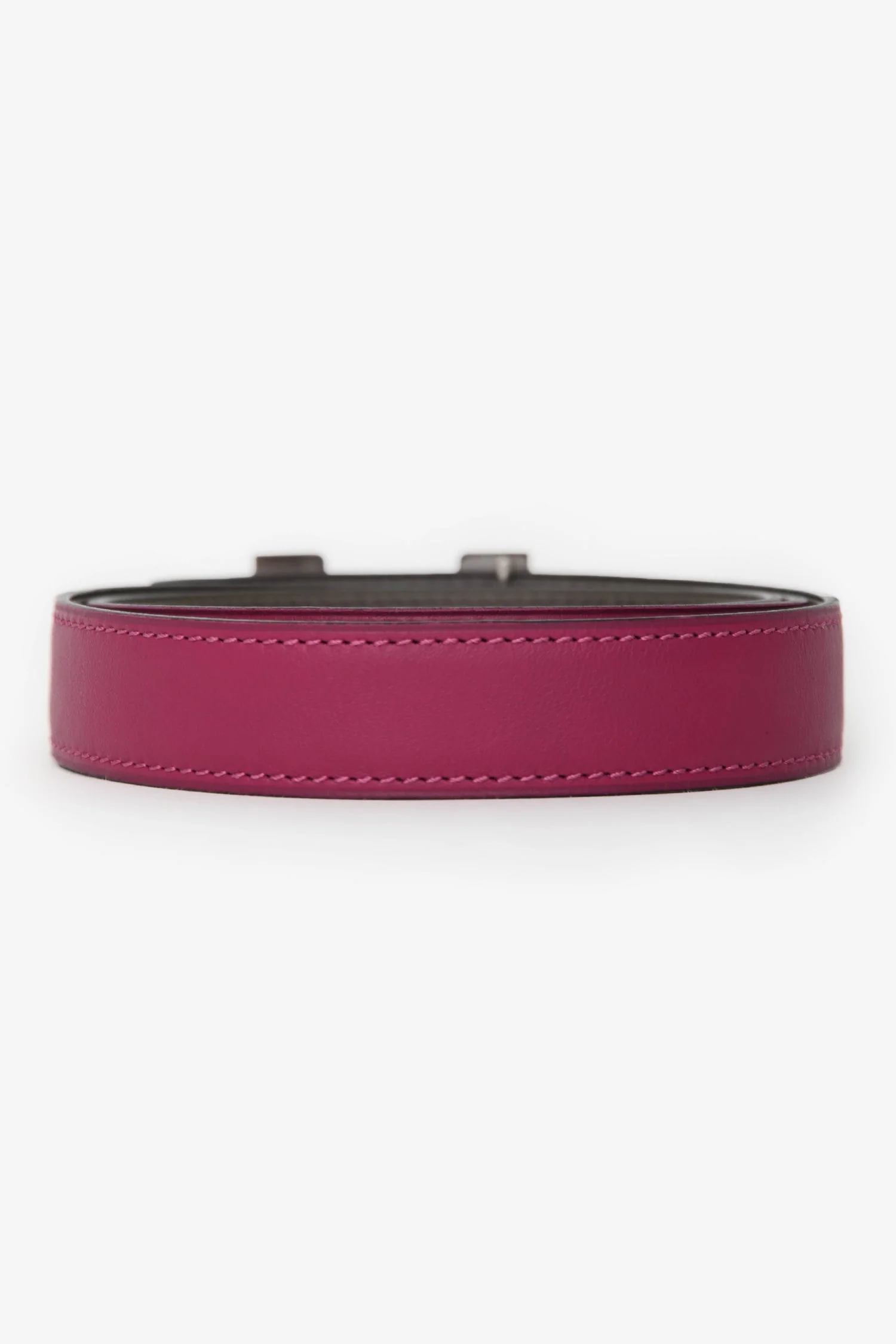 Hermès 2011 Pink/Etoupe Reversible 'H' Belt Size 80 Palladium Hardware - Image 3