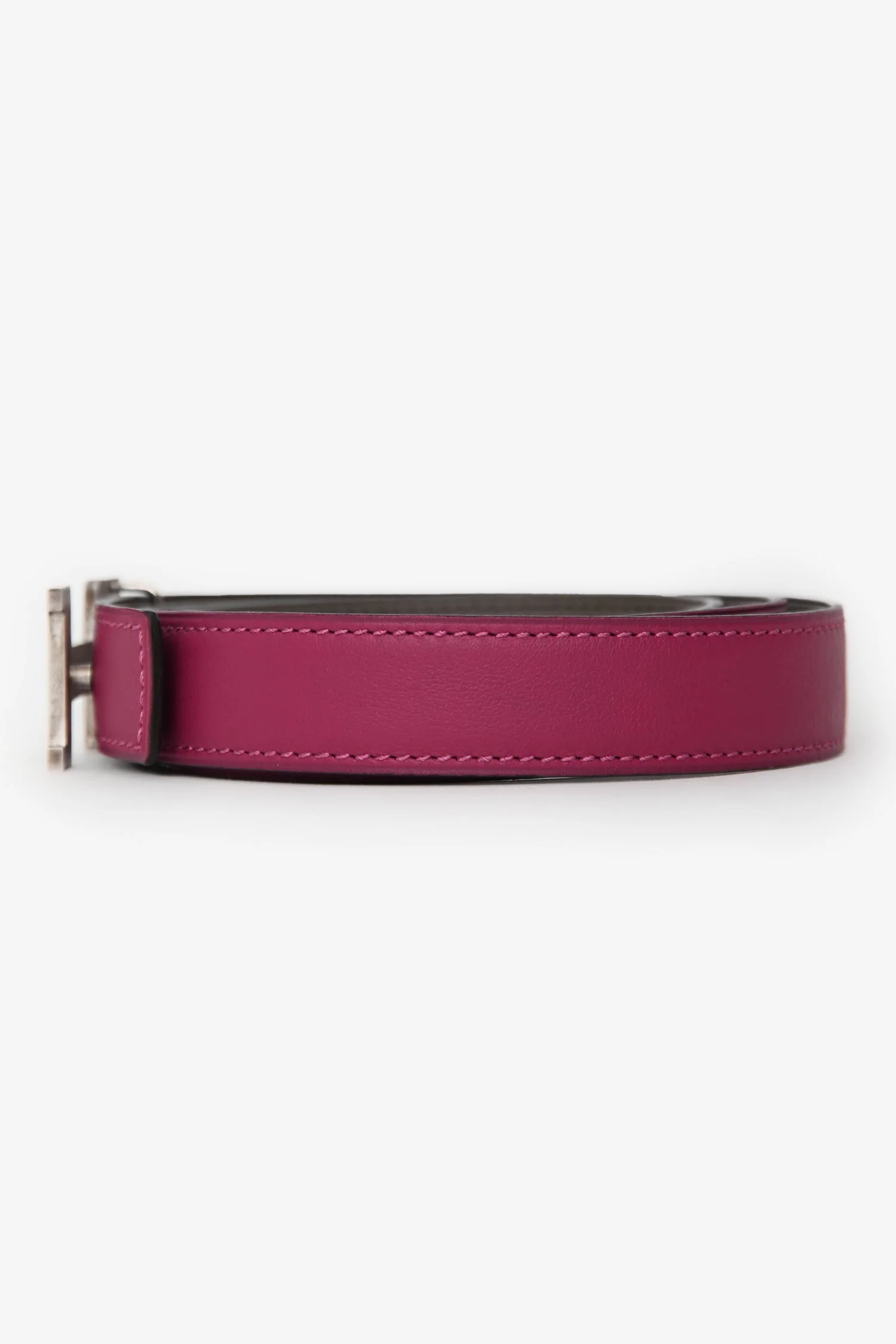 Hermès 2011 Pink/Etoupe Reversible 'H' Belt Size 80 Palladium Hardware - Image 4