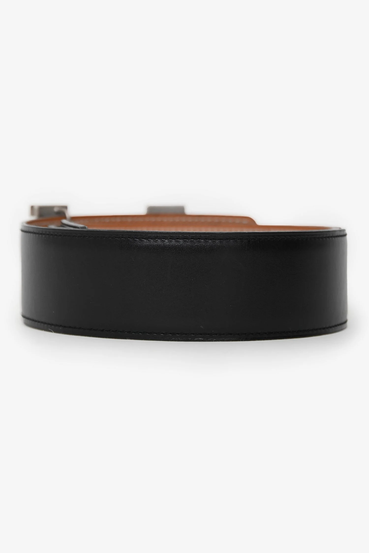 Hermès 2012 Black/Brown Reversible 'H' Belt Size 80 Palladium Hardware - Image 3