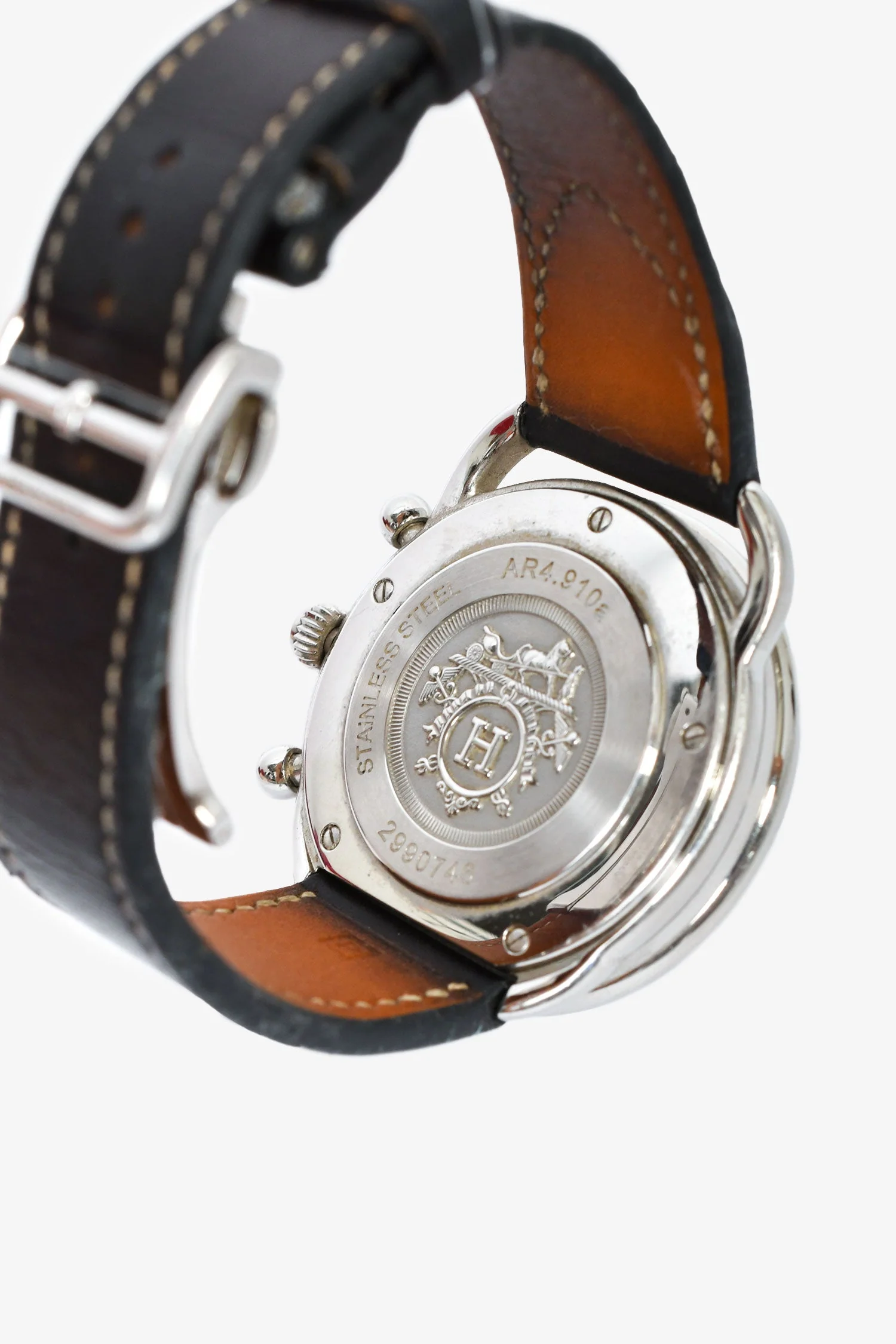 Hermès 2012 Black Leather 'Arceau Chronographe' 42 mm Watch - Image 4