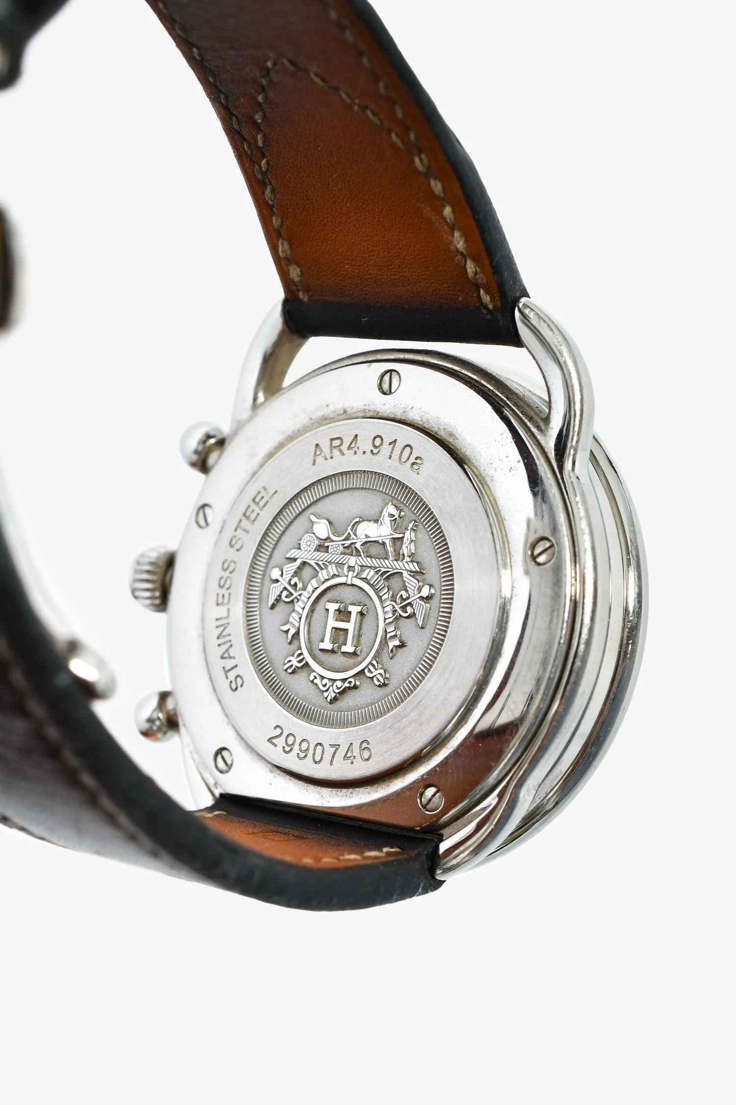 Hermès 2012 Black Leather 'Arceau Chronographe' 42 mm Watch - Image 5